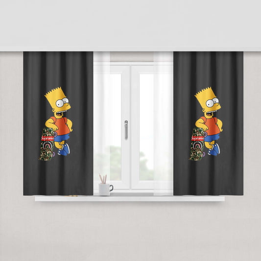 Joy Rich Bart Simpson Peach Skin Window Curtains