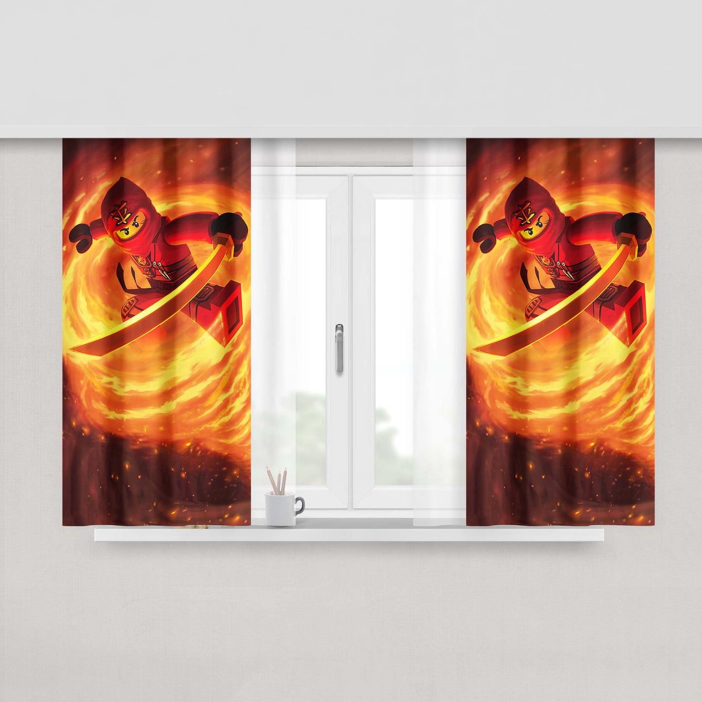 Kai Lego Red Ninjago Peach Skin Window Curtains