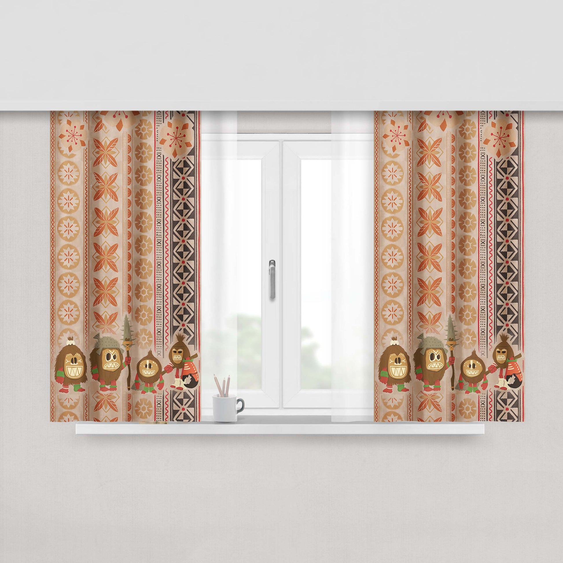 Kakamora Moana Wallpapers Peach Skin Window Curtains