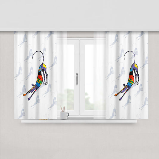 Kaleidoscope Bowdown Dog Peach Skin Window Curtains