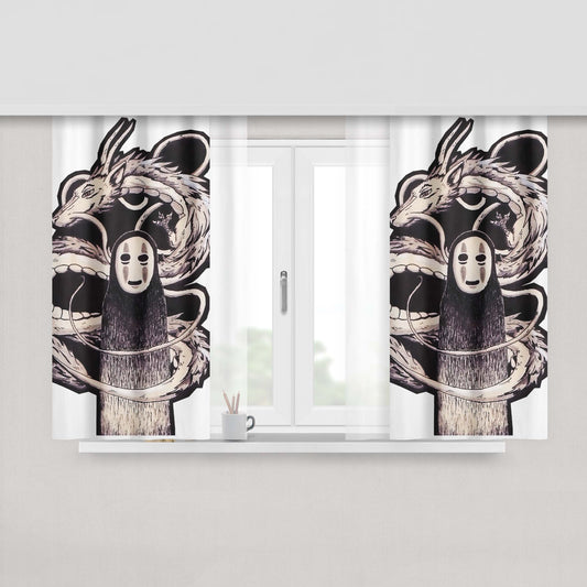 Kaonashi And The Dragon Peach Skin Window Curtains