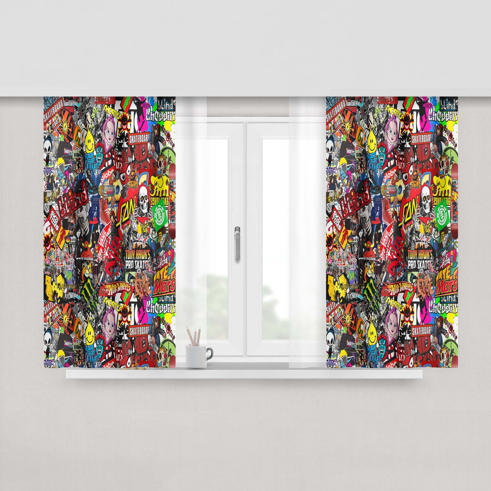 Kate Sticker Bomb Collection Peach Skin Window Curtains