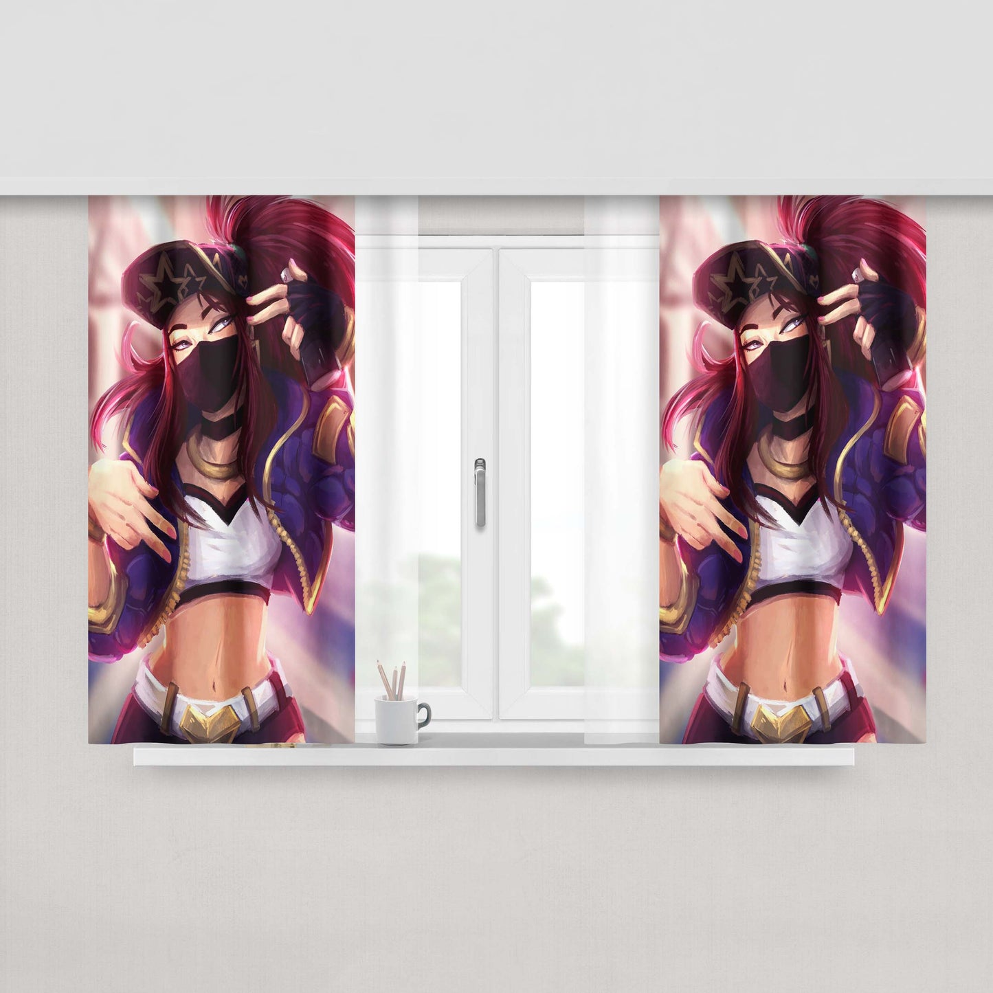 Kda Akali League Of Legends Peach Skin Window Curtains