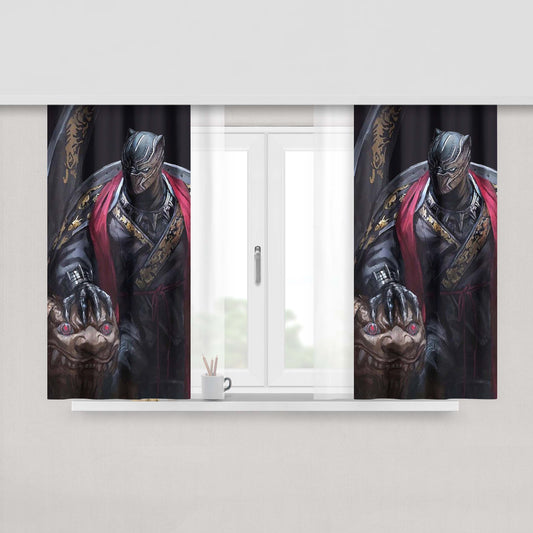 King Black Panther Peach Skin Window Curtains