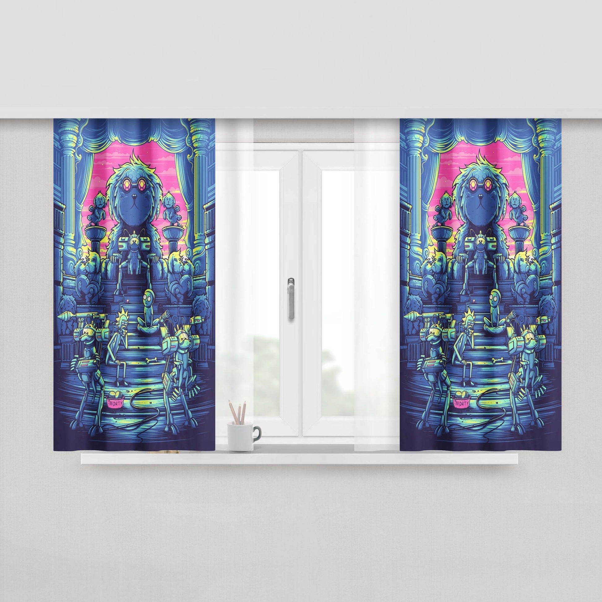 King Lawnmower Dog Rick And Morty Peach Skin Window Curtains