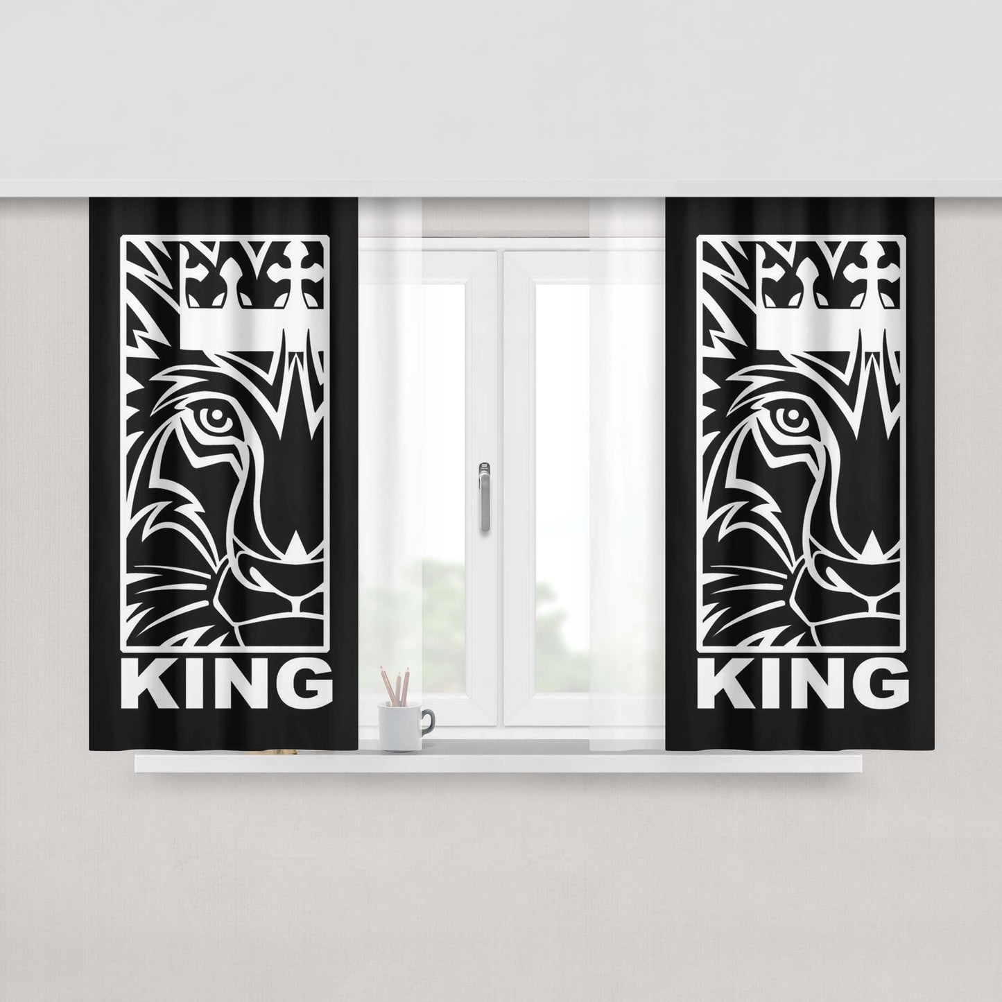 King Lion Peach Skin Window Curtains