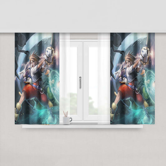 Kingdom Heart Iii Sora And Donald Duck Kill Enemy Peach Skin Window Curtains