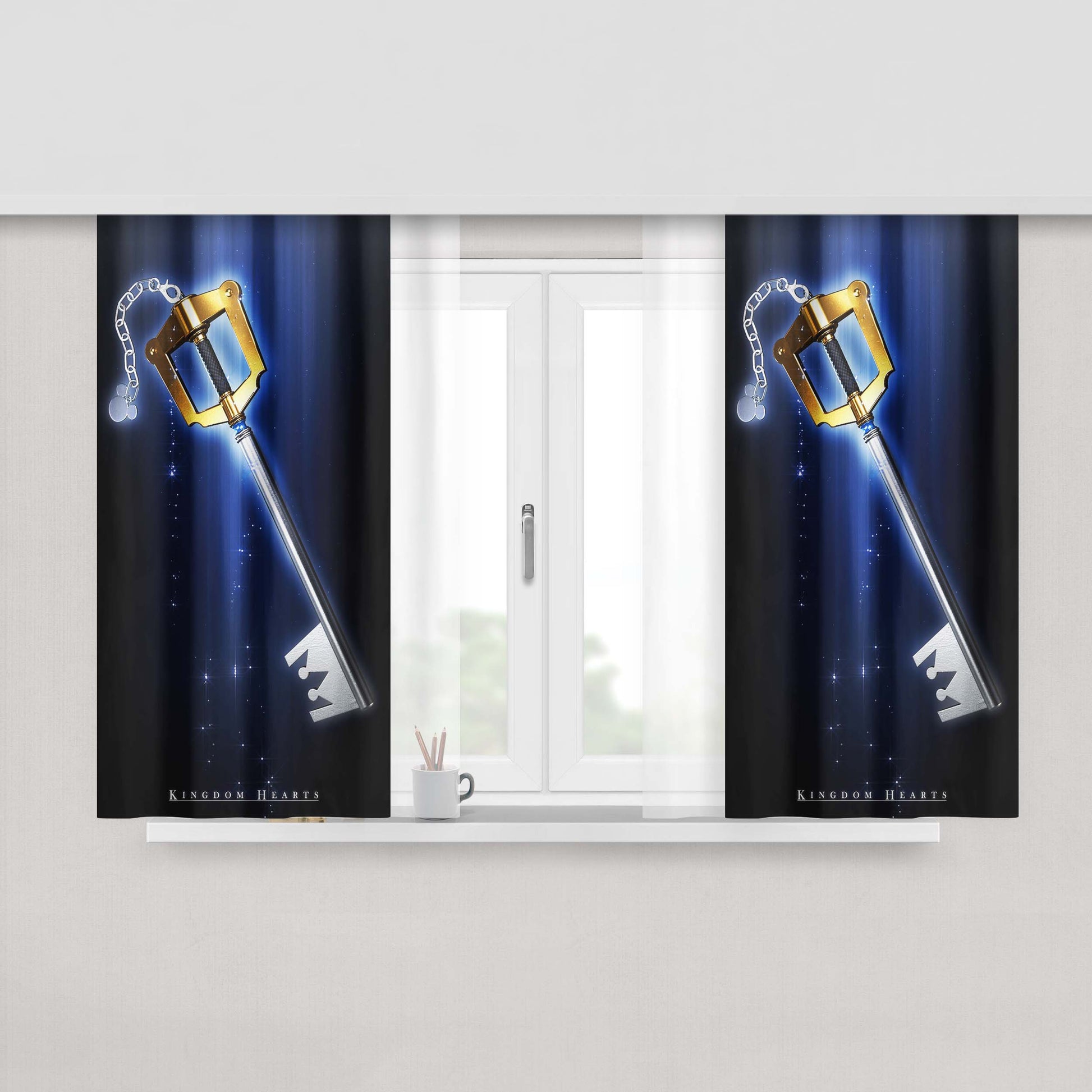 Kingdom Hearts Sora Keyblade Peach Skin Window Curtains