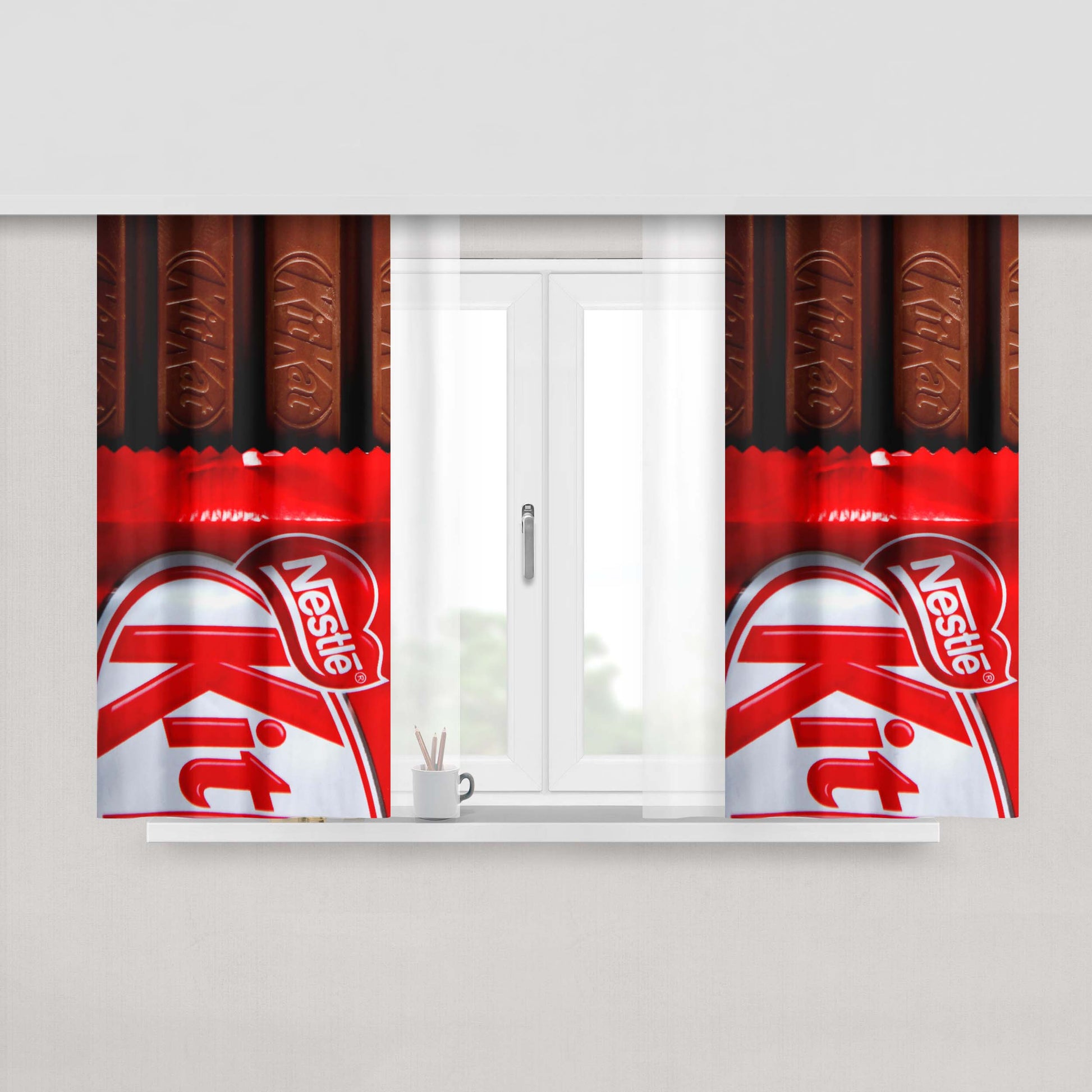 Kitkat Chocolate Peach Skin Window Curtains