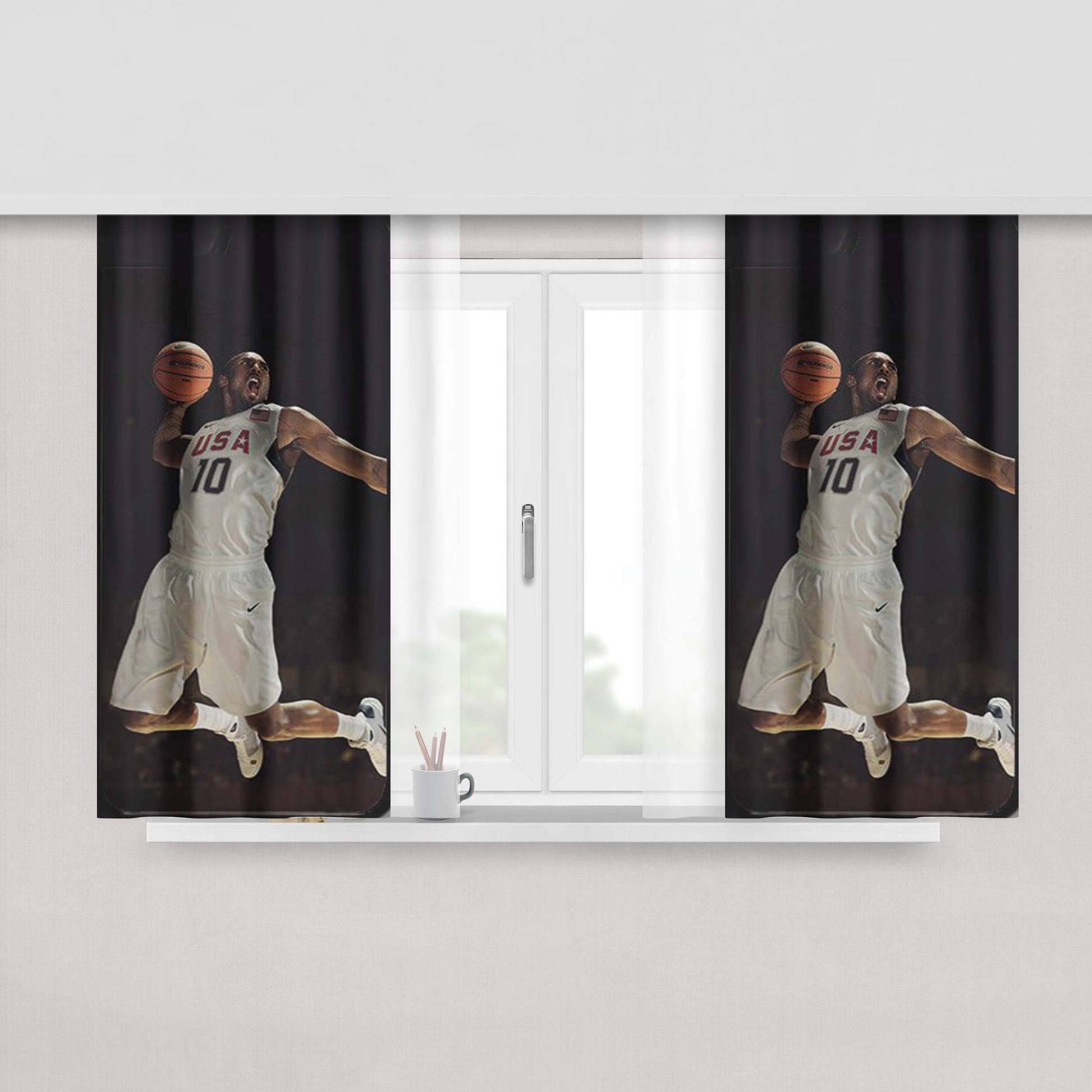 Kobe Bryant Basketball Usa Team 9 Peach Skin Window Curtains