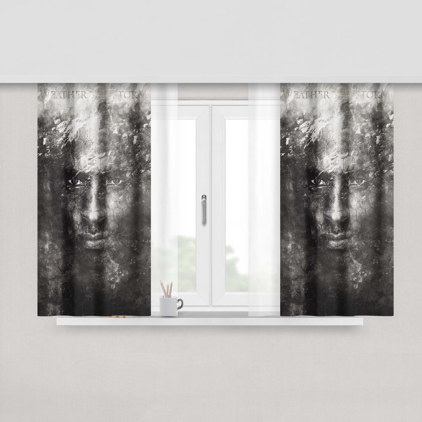 Kobe Bryant Face Peach Skin Window Curtains