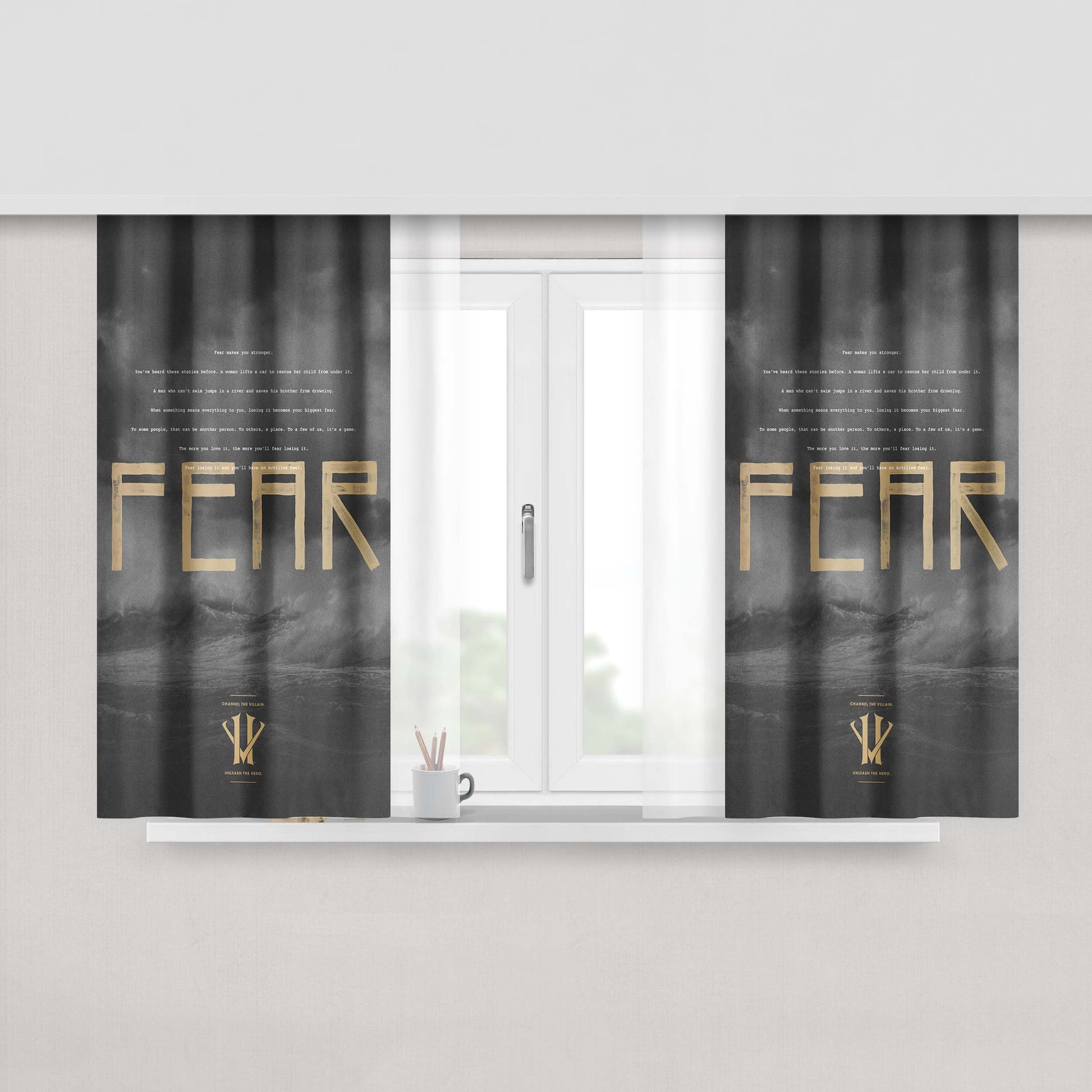 Kobe Bryant Fear Herovillain Peach Skin Window Curtains
