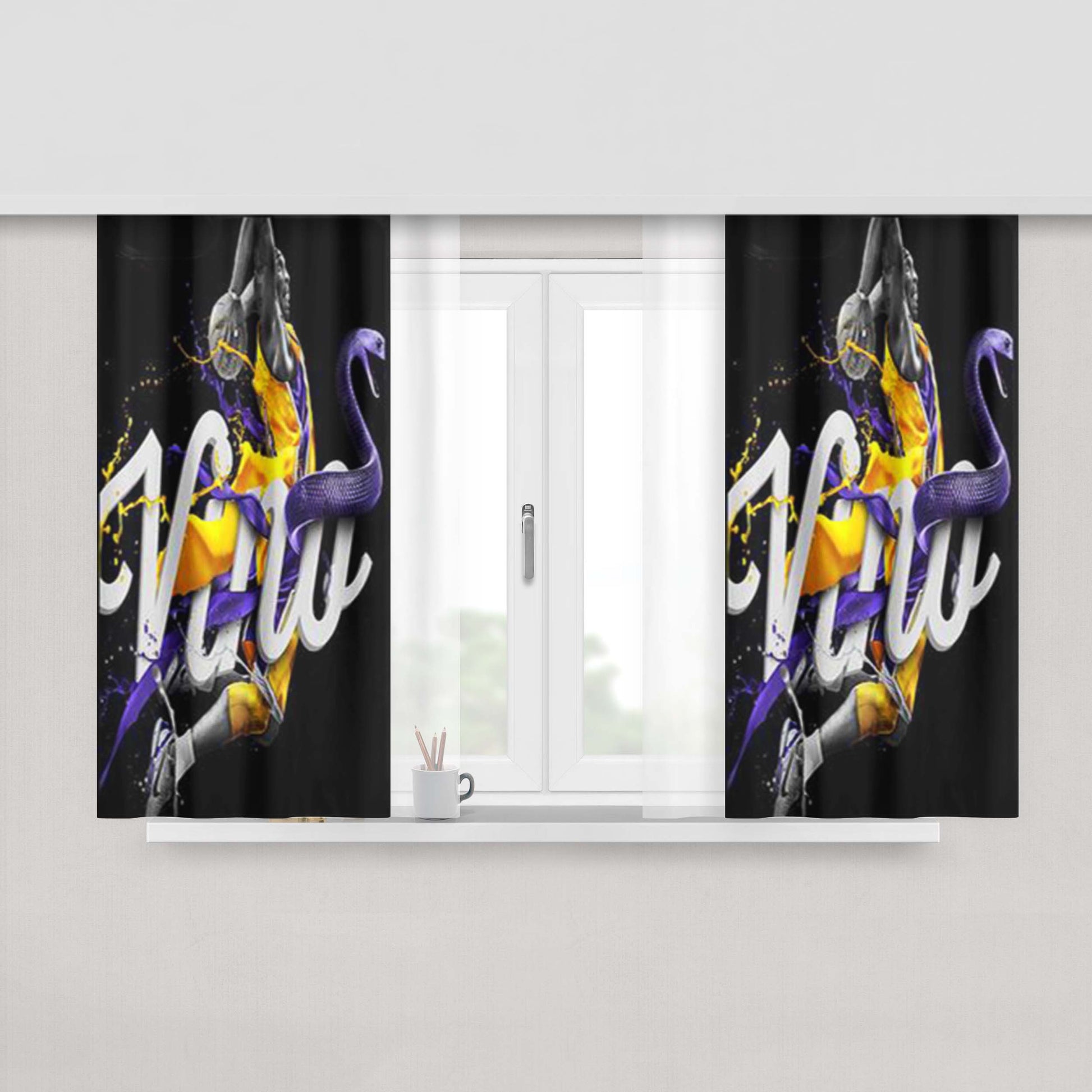 Kobe Bryant Flying Vino Peach Skin Window Curtains