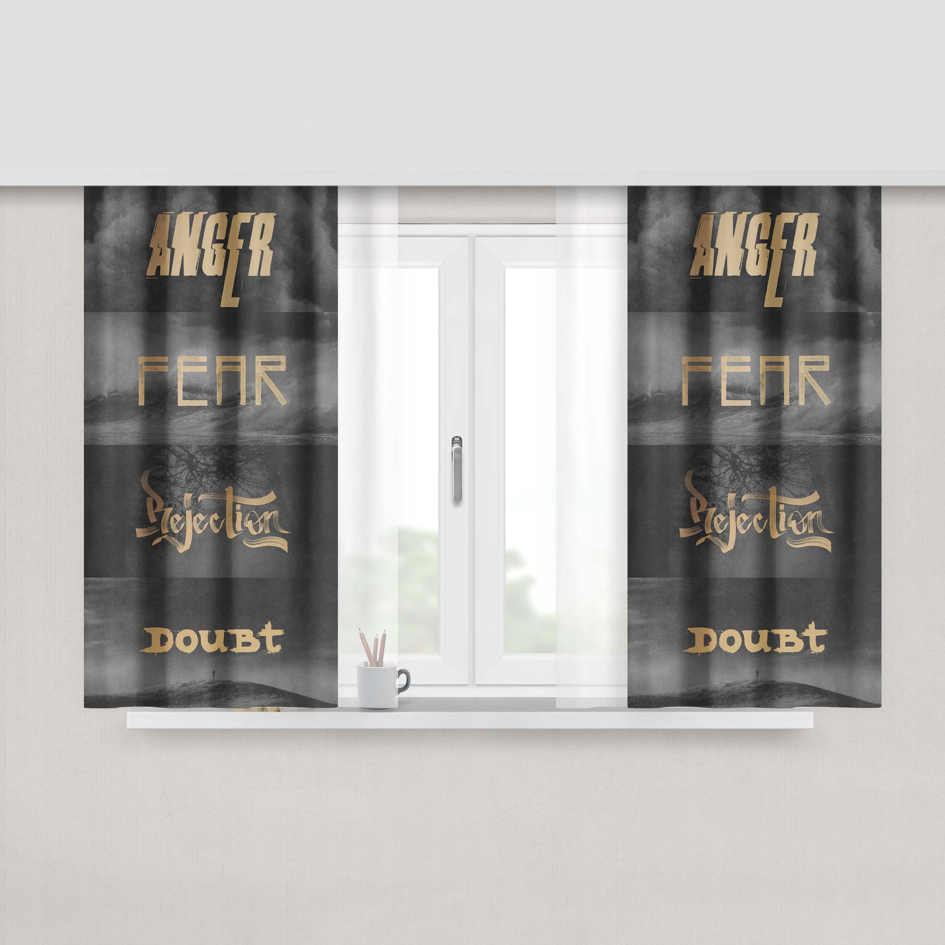 Kobe Bryant Herovillain Collage Peach Skin Window Curtains