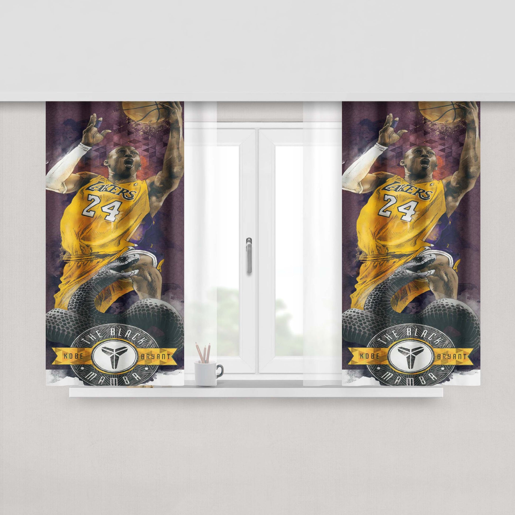 Kobe Bryant Lakers Peach Skin Window Curtains