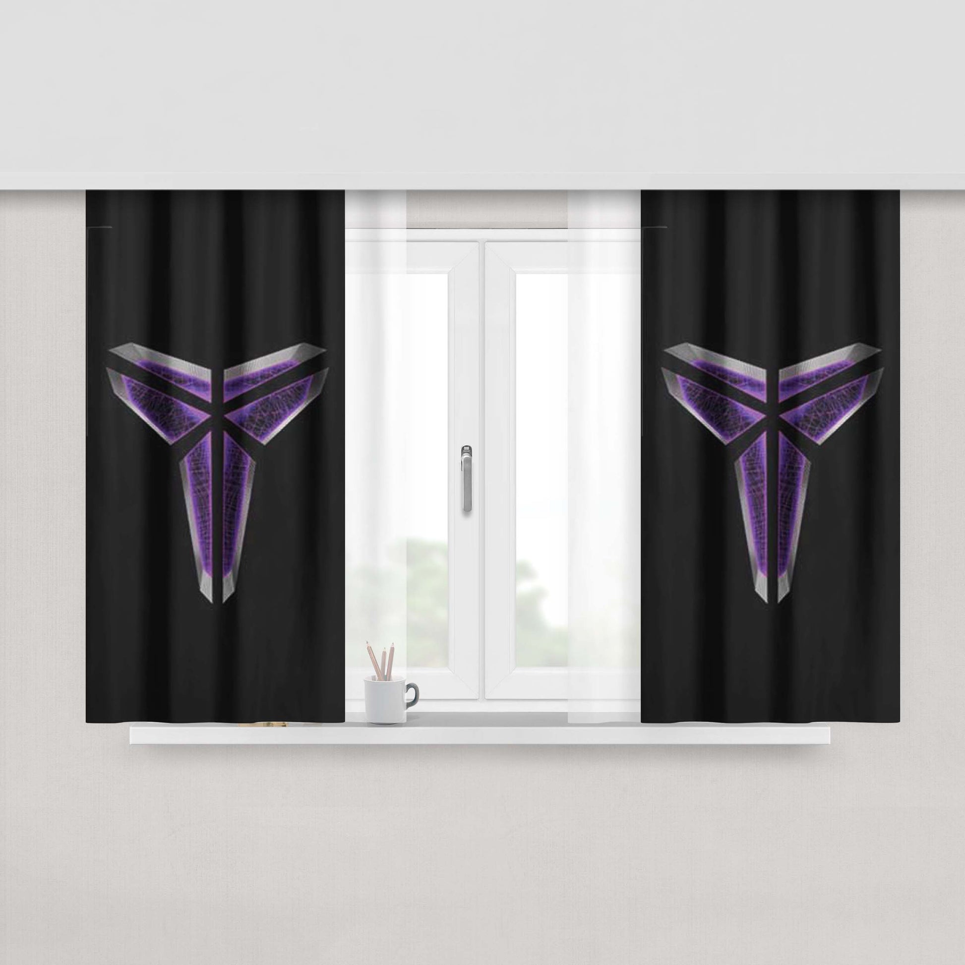 Kobe Bryant Purple Symbol Peach Skin Window Curtains