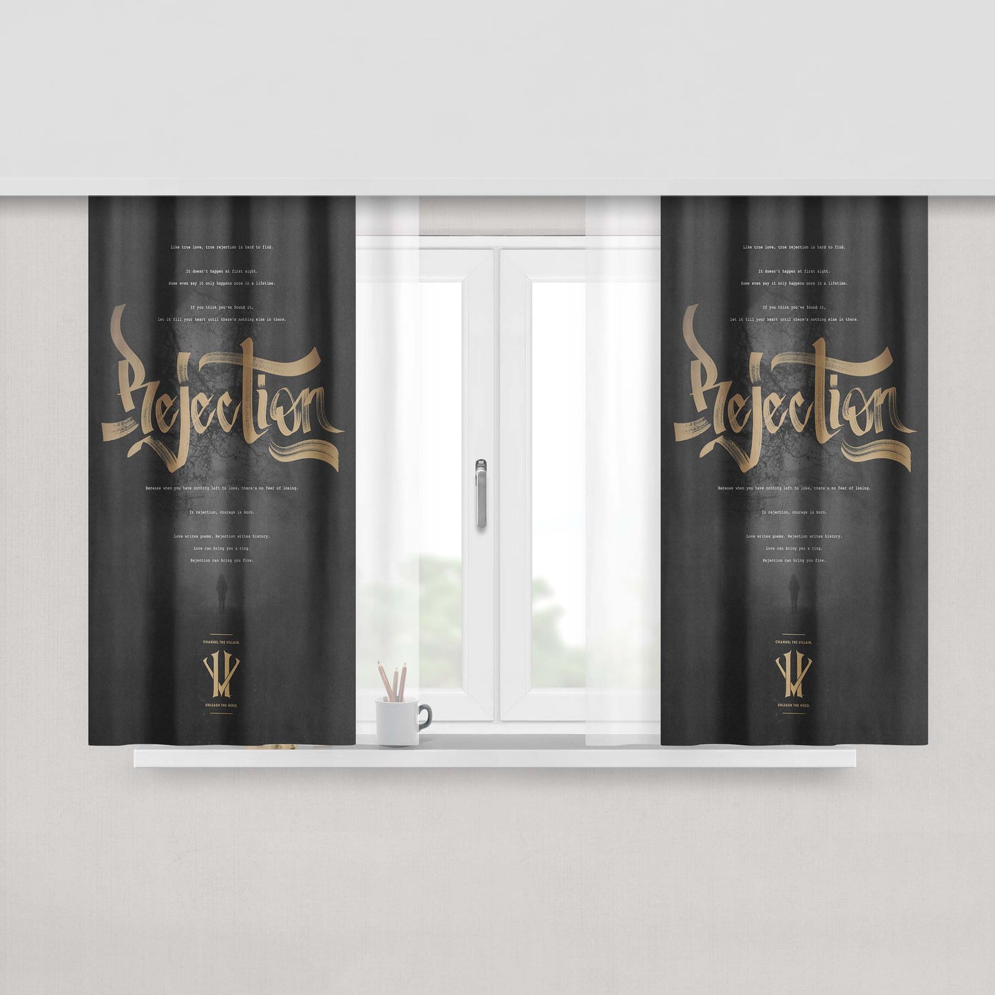 Kobe Bryant Rejection Herovillain Peach Skin Window Curtains