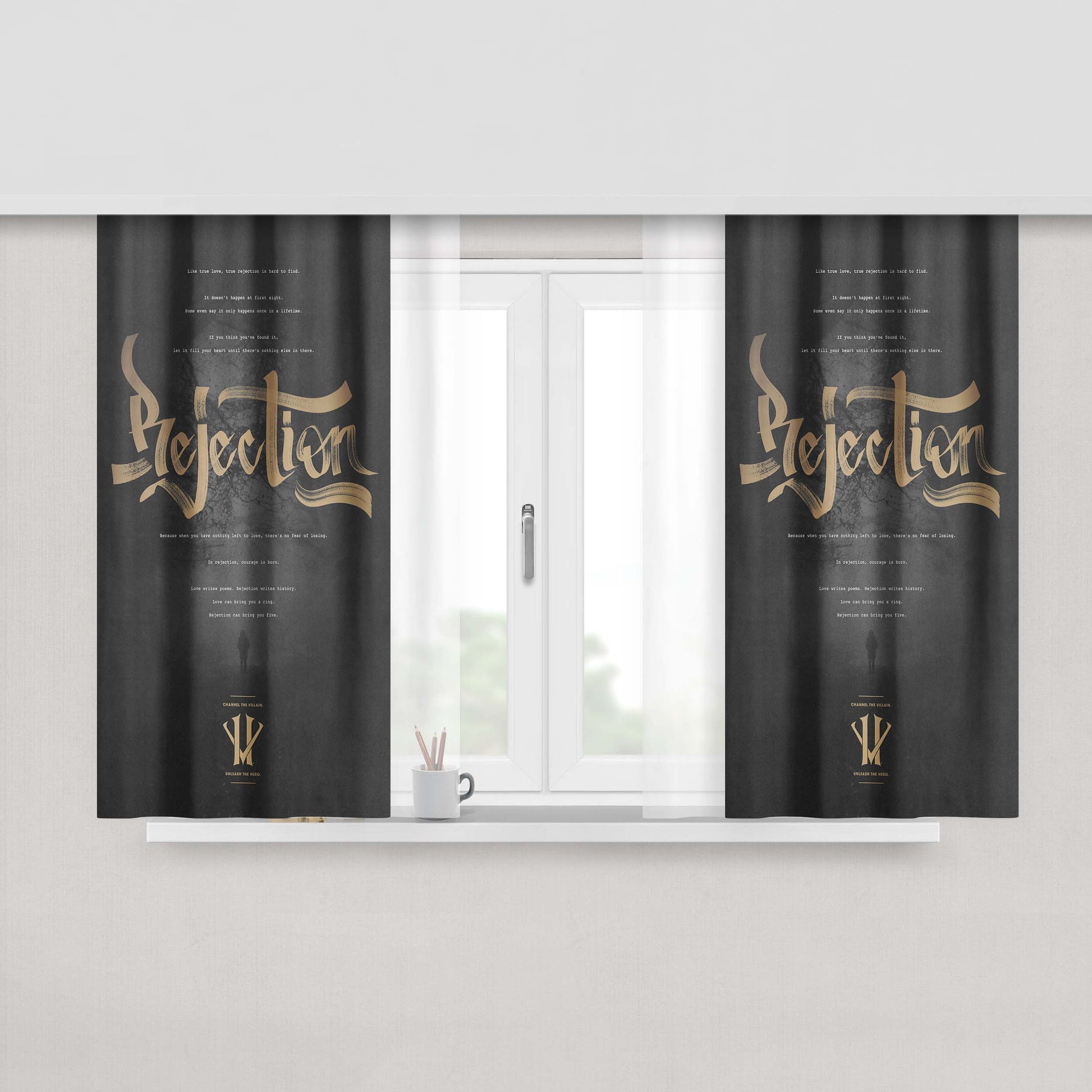 Kobe Bryant Rejection Herovillain Peach Skin Window Curtains