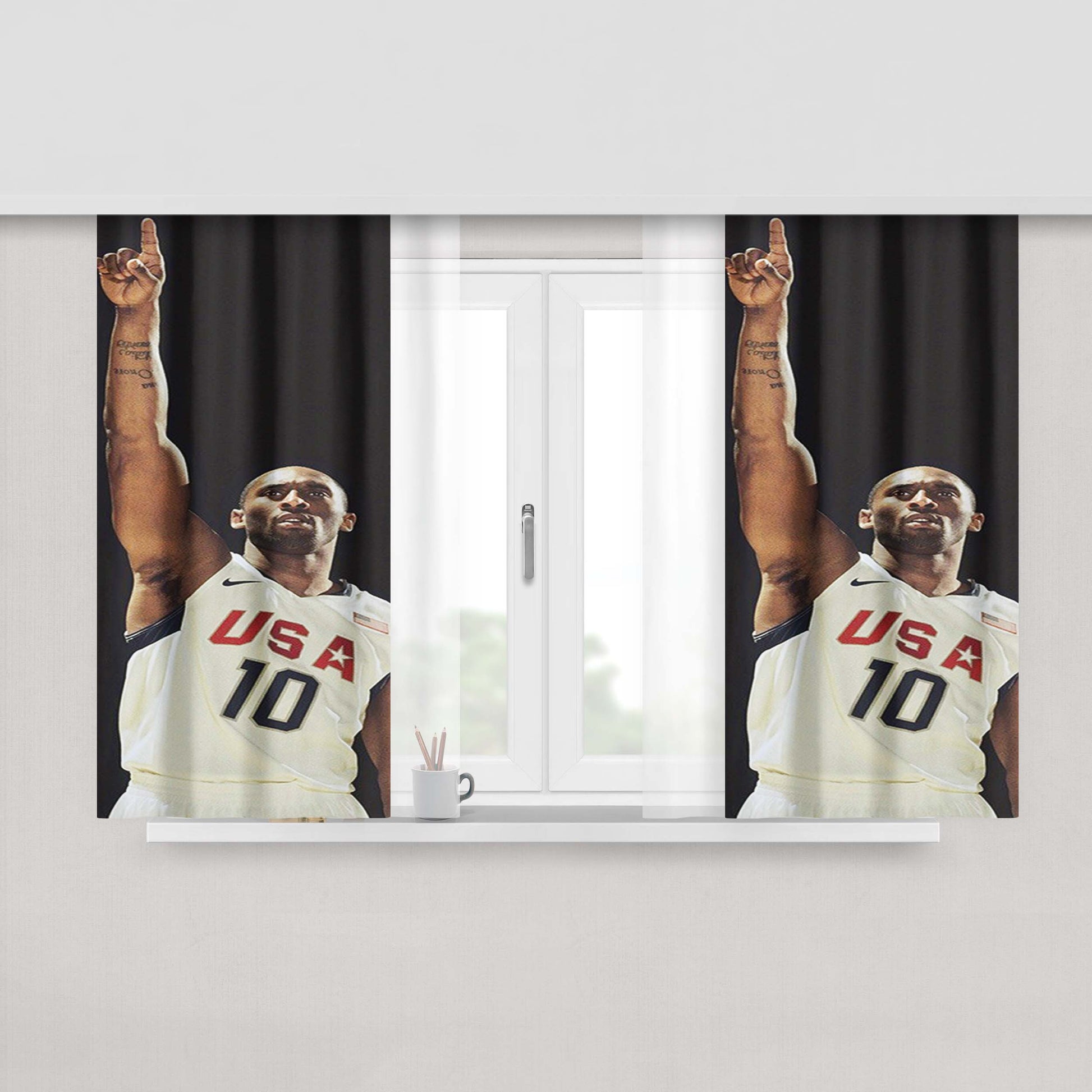 Kobe Bryant Usa Peach Skin Window Curtains