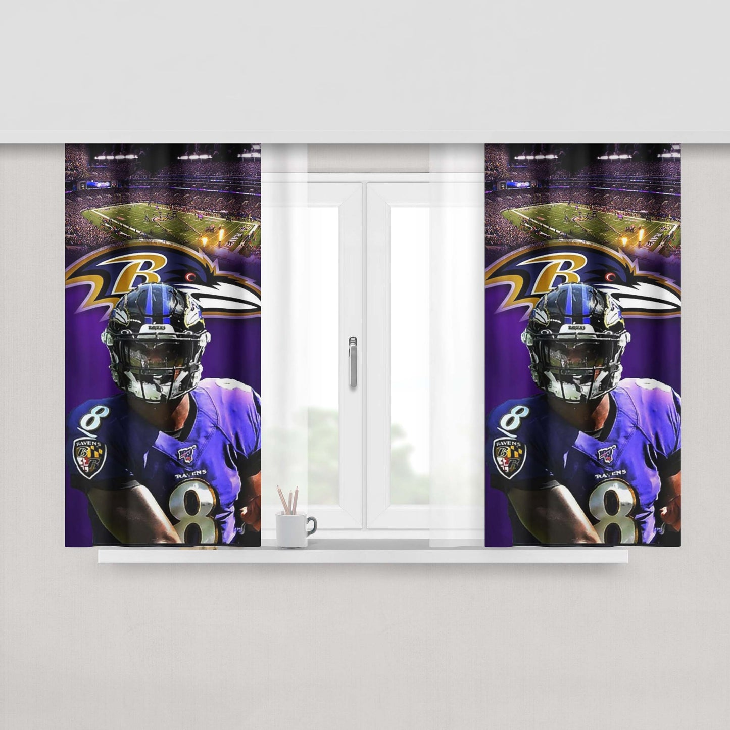 Lamar Jackson Nfl Baltimore Ravens Peach Skin Window Curtains