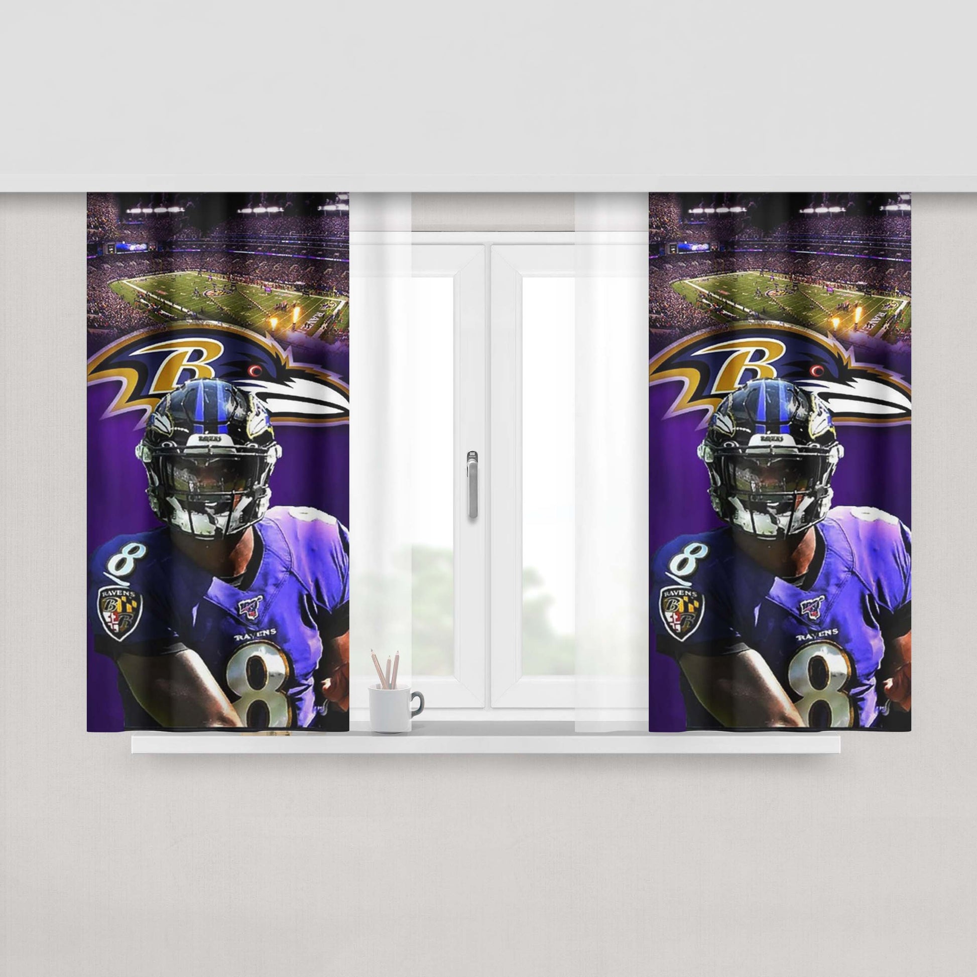 Lamar Jackson Nfl Baltimore Ravens Peach Skin Window Curtains