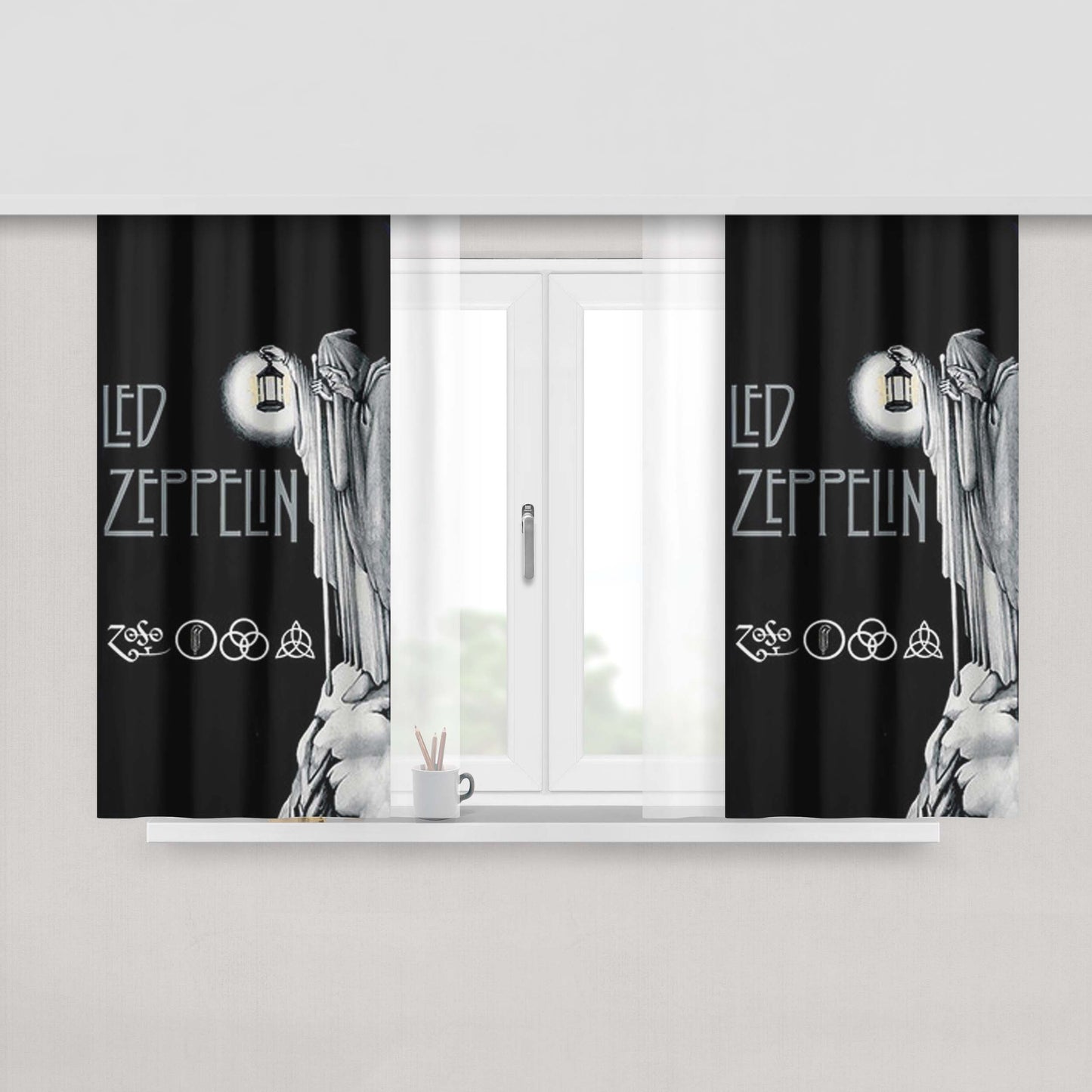 Led Zeppelin Darkness Peach Skin Window Curtains