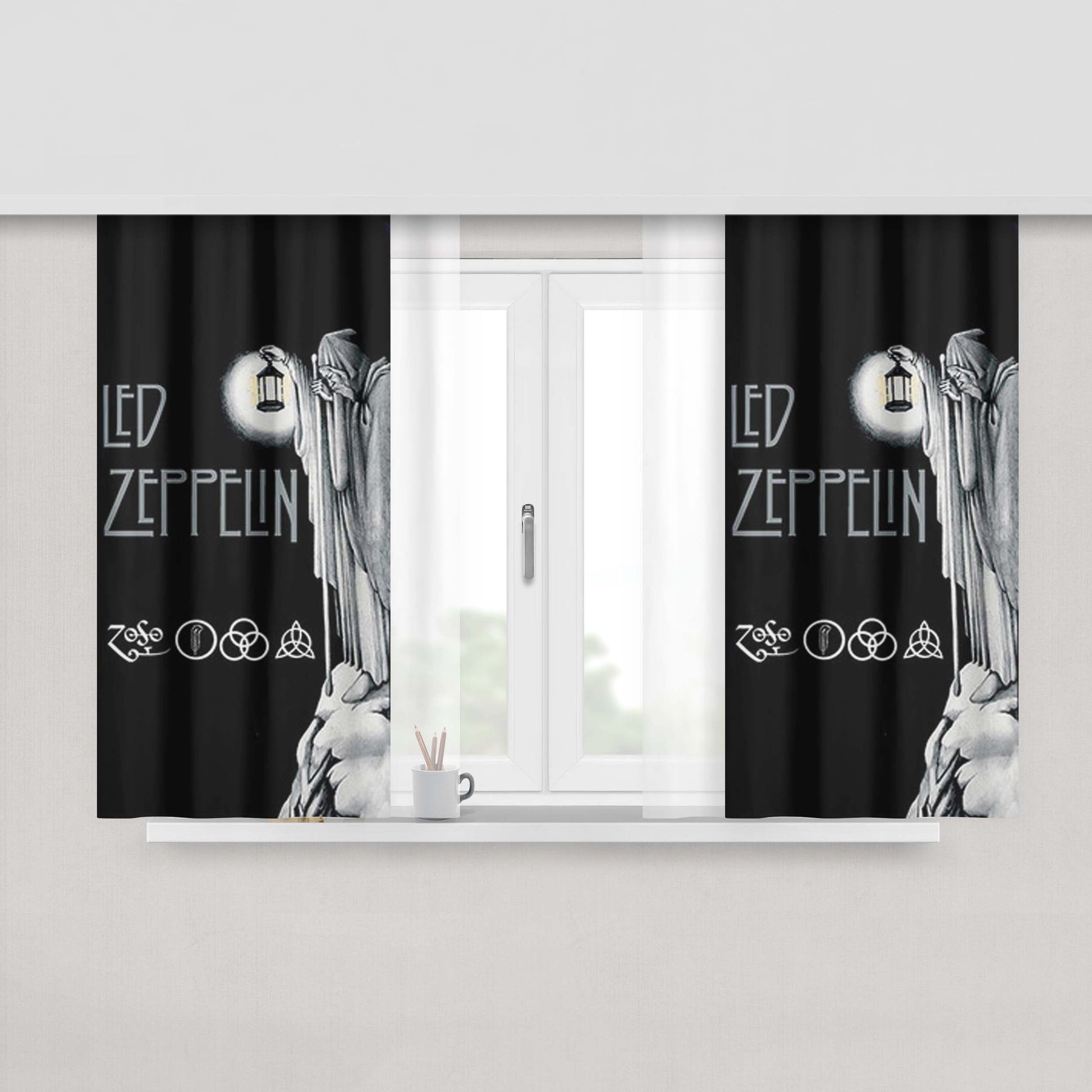 Led Zeppelin Darkness Peach Skin Window Curtains