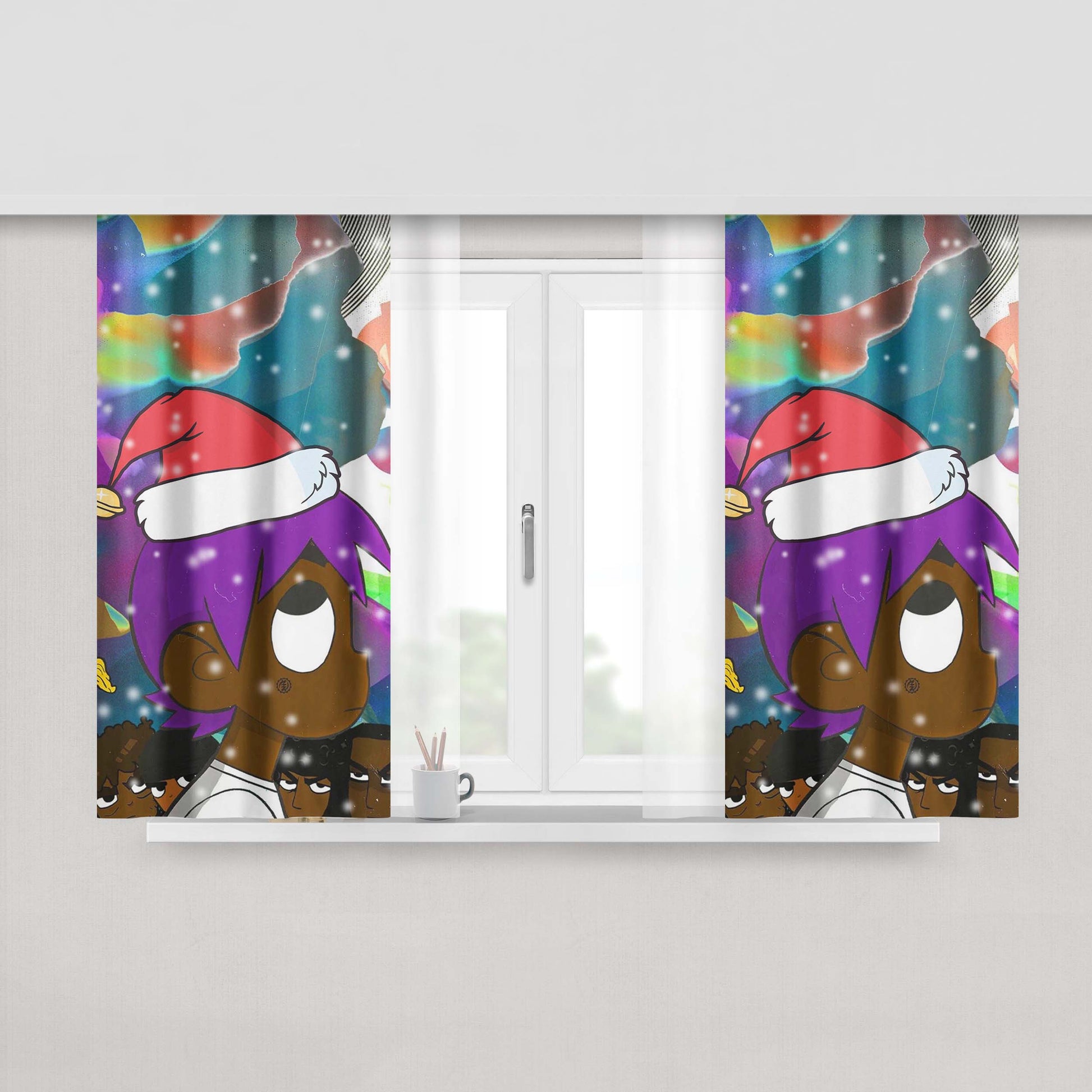 Lil Uzi Christmas Santa Peach Skin Window Curtains