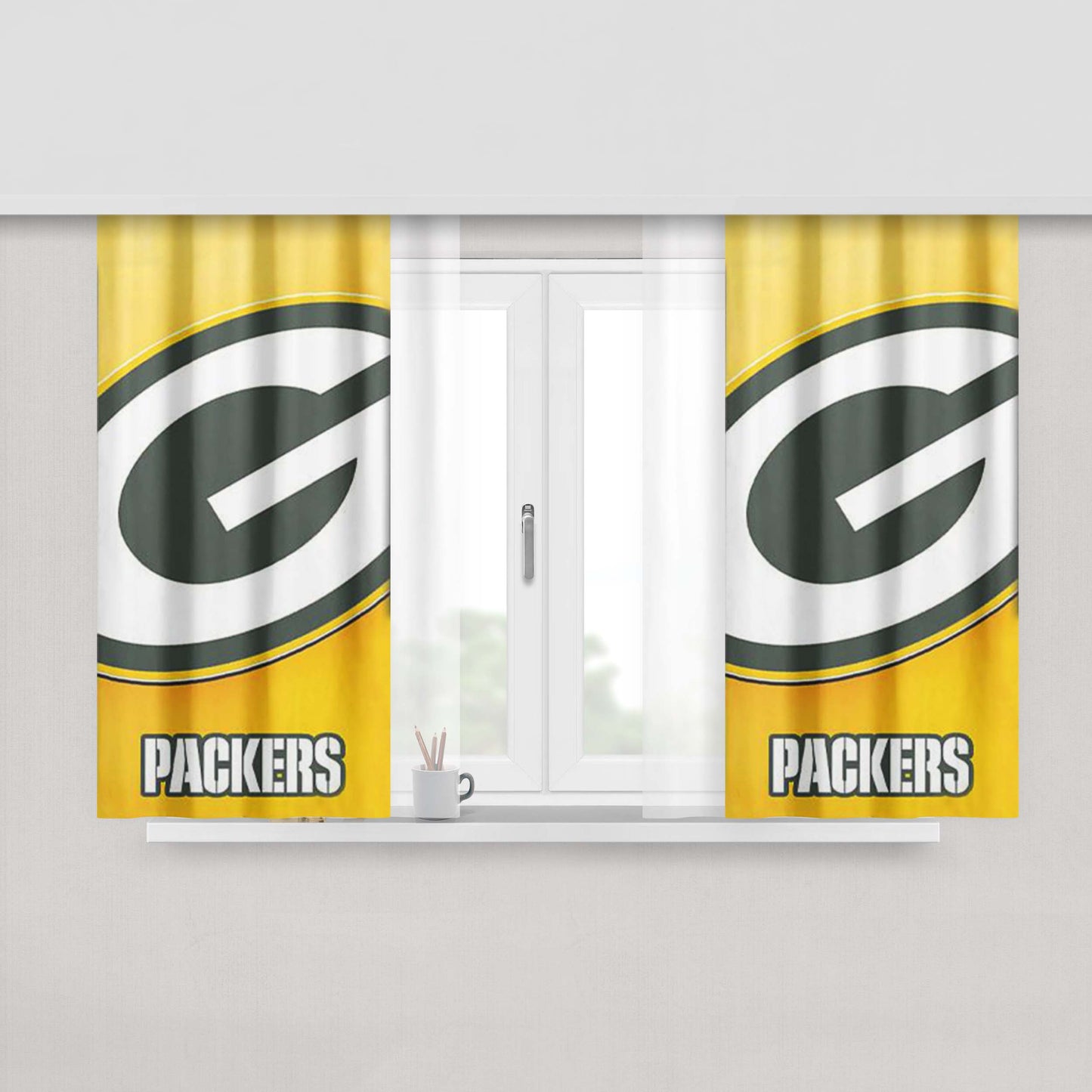 Logo Green Bay Packers Peach Skin Window Curtains