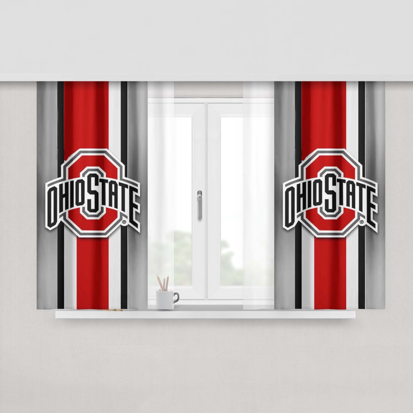 Logo Ohio State Buckeyes Peach Skin Window Curtains