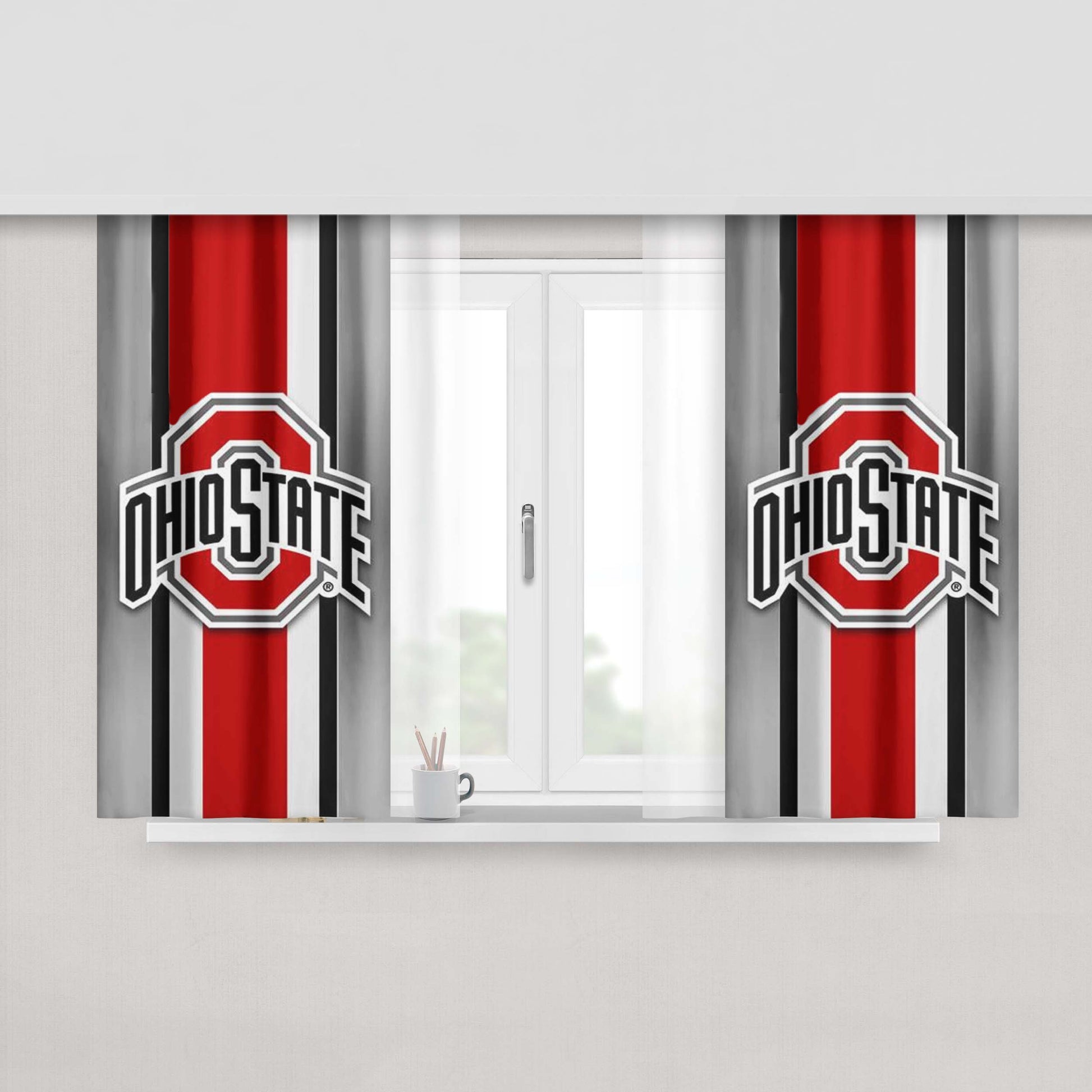 Logo Ohio State Buckeyes Peach Skin Window Curtains