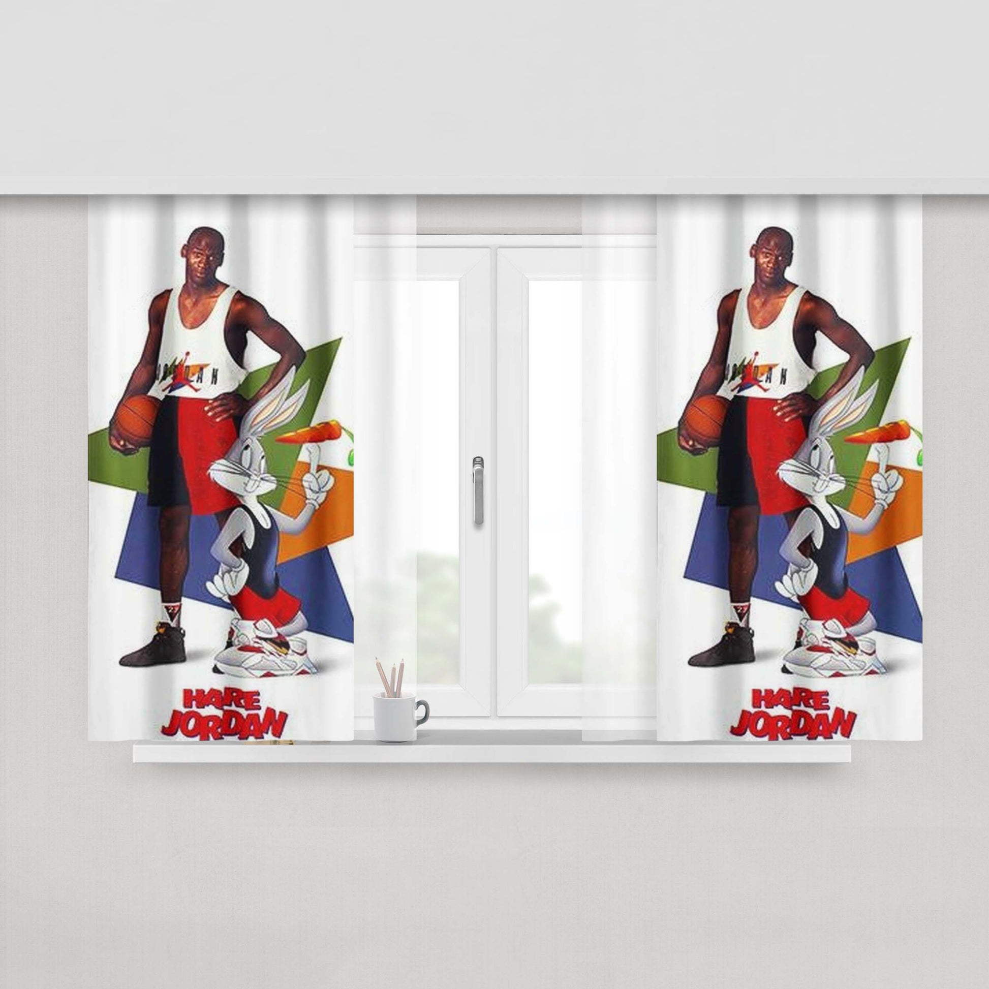 Looney Tunes Nike Michael Jordan Peach Skin Window Curtains