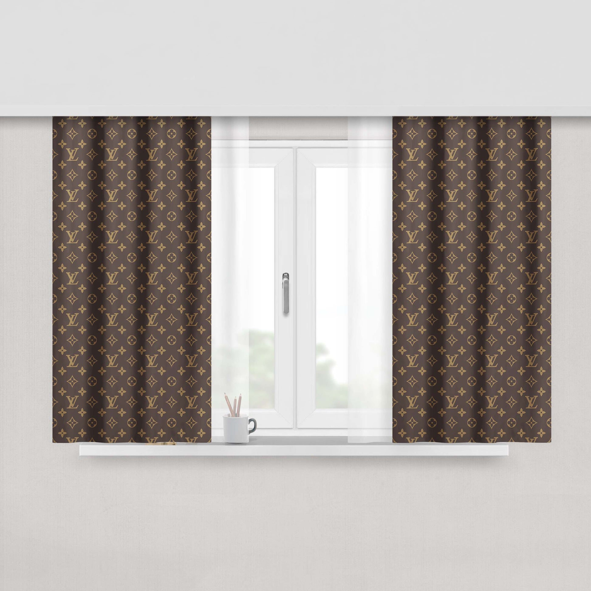 Louis Vuitton Aesthetic Peach Skin Window Curtains
