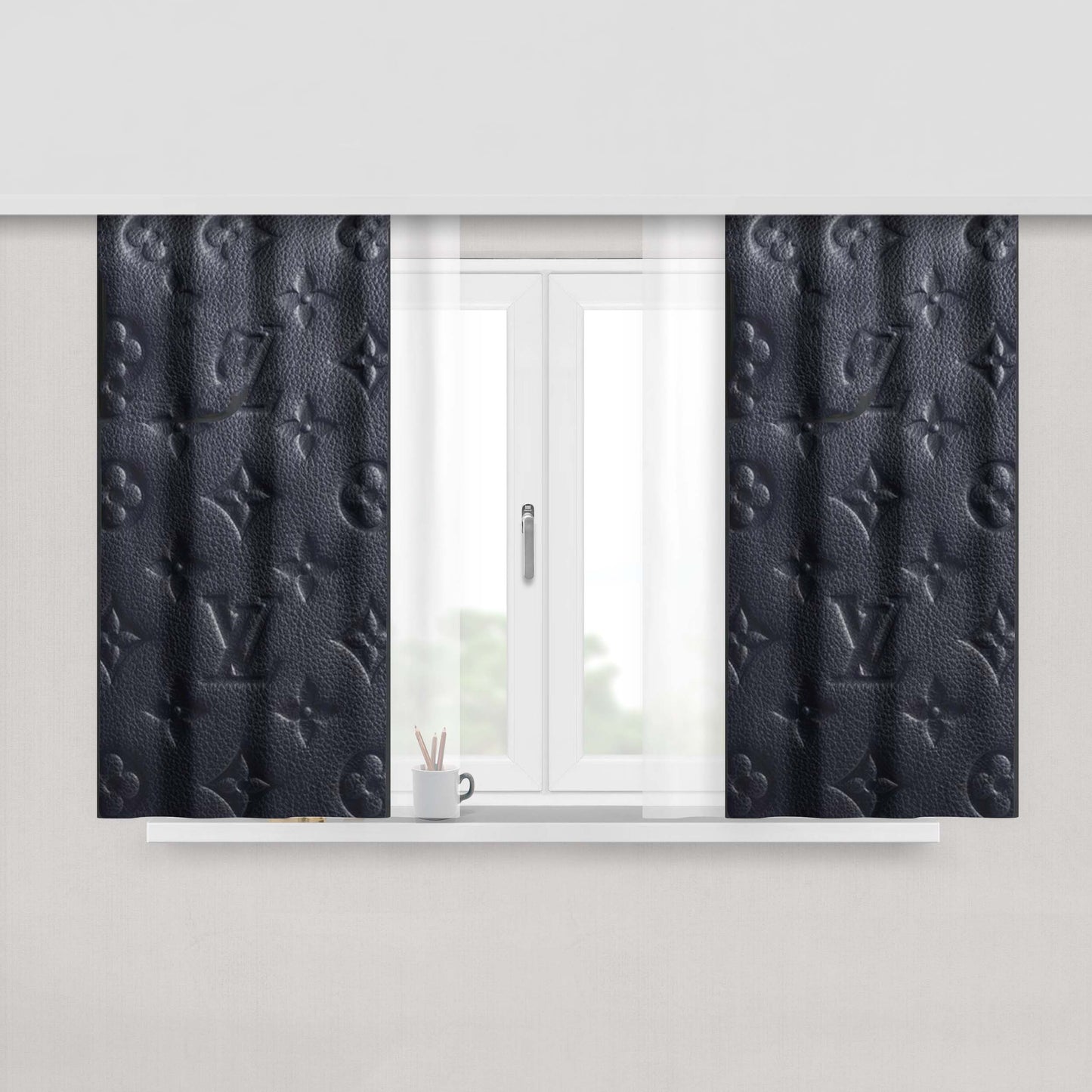 Louis Vuitton Black Print Peach Skin Window Curtains