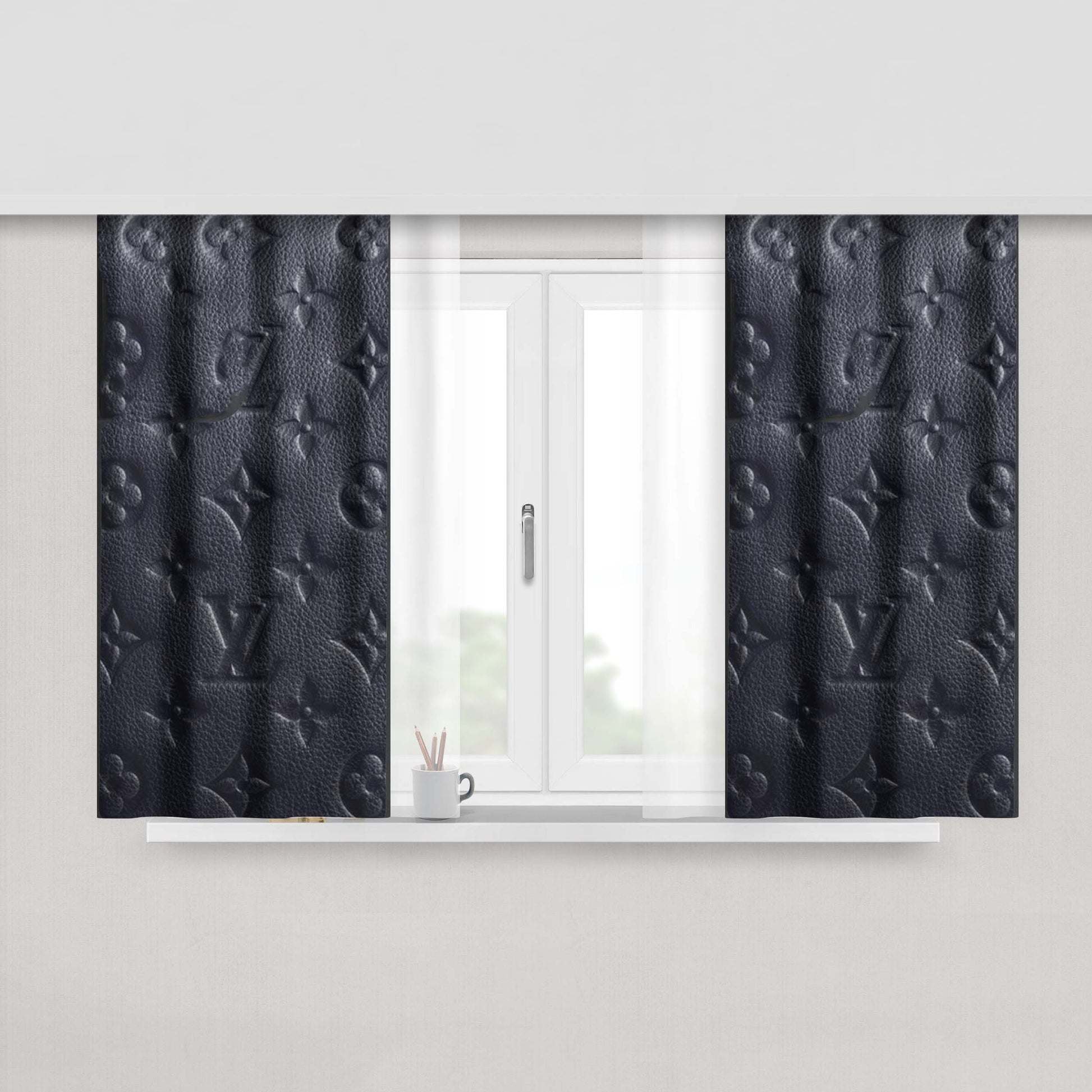 Louis Vuitton Black Print Peach Skin Window Curtains