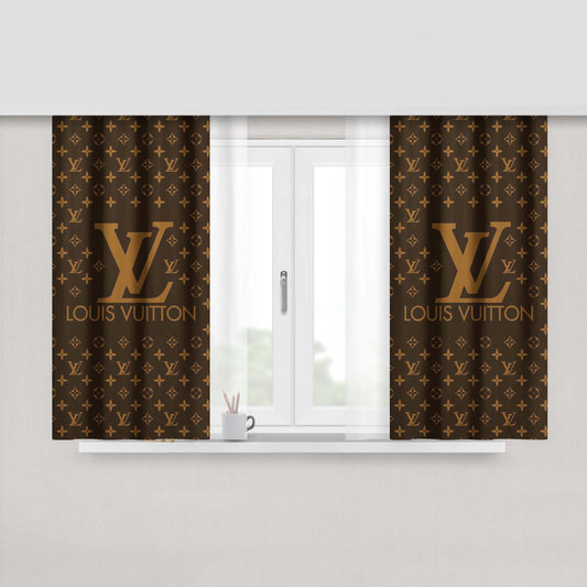 Louis Vuitton Brown Pattern Peach Skin Window Curtains