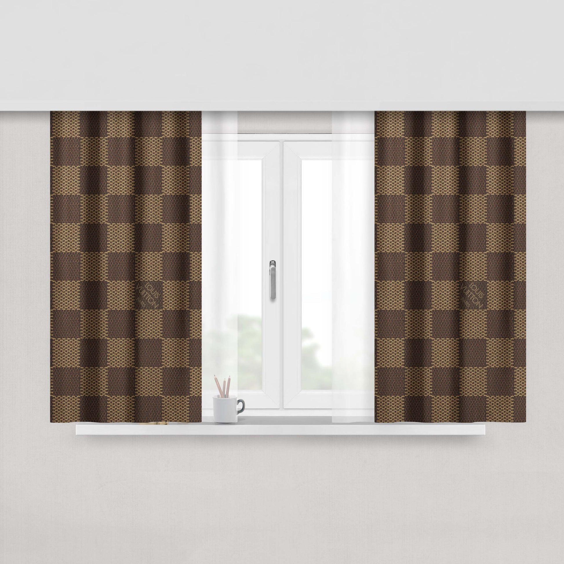 Louis Vuitton Brown Peach Skin Window Curtains