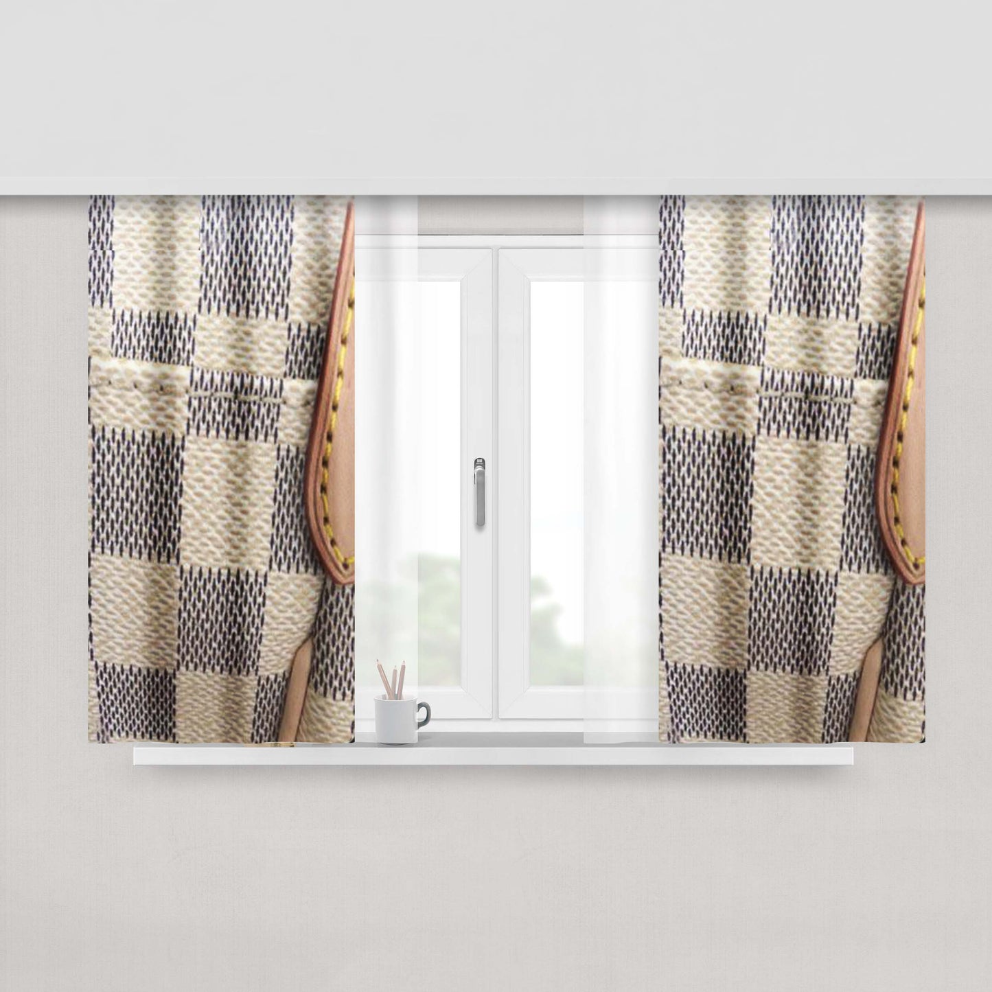 Louis Vuitton Checkered Peach Skin Window Curtains
