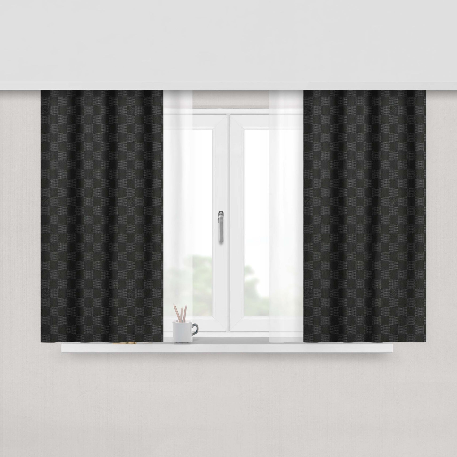 Louis Vuitton Damier Graphite Peach Skin Window Curtains