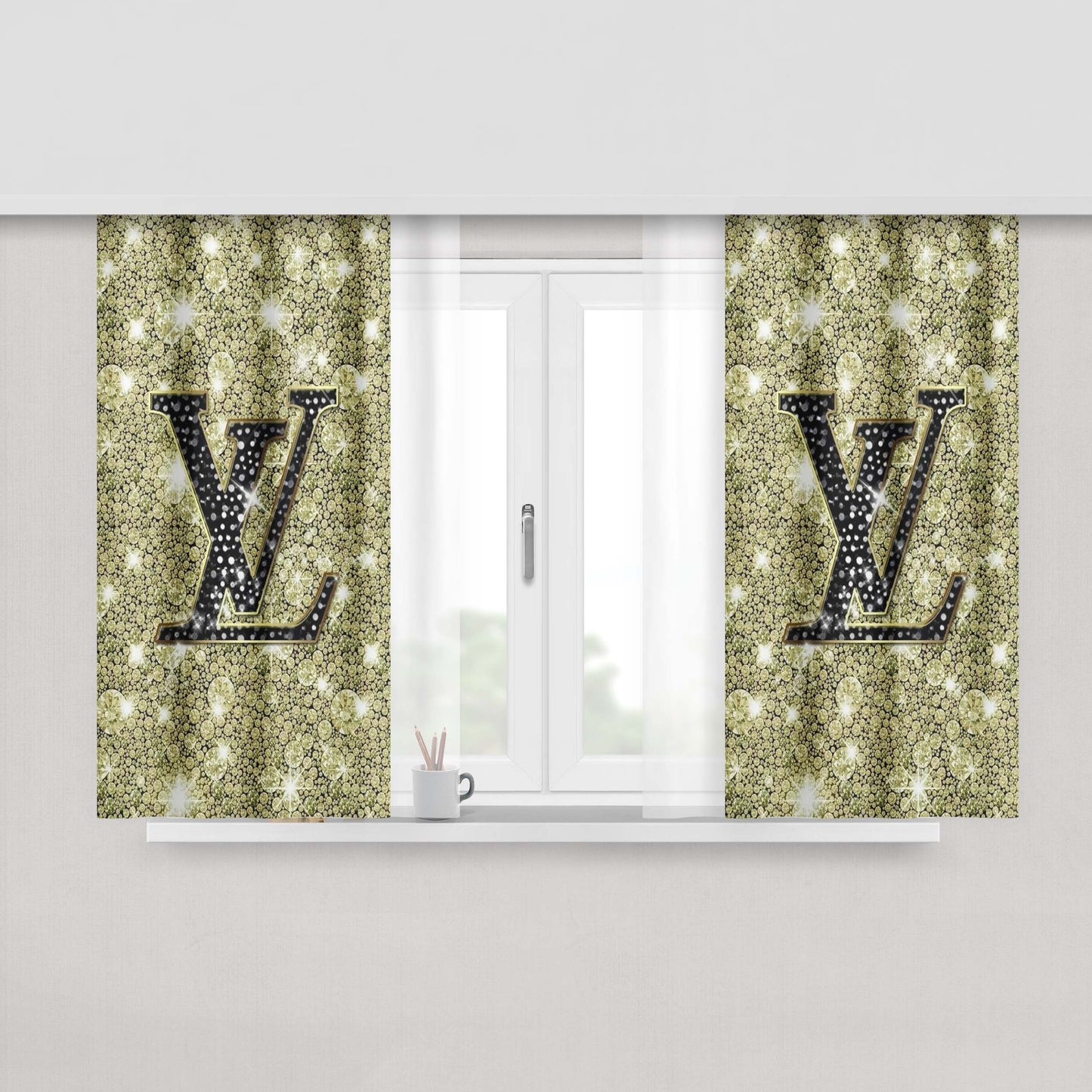 Louis Vuitton Diamond Clean Peach Skin Window Curtains