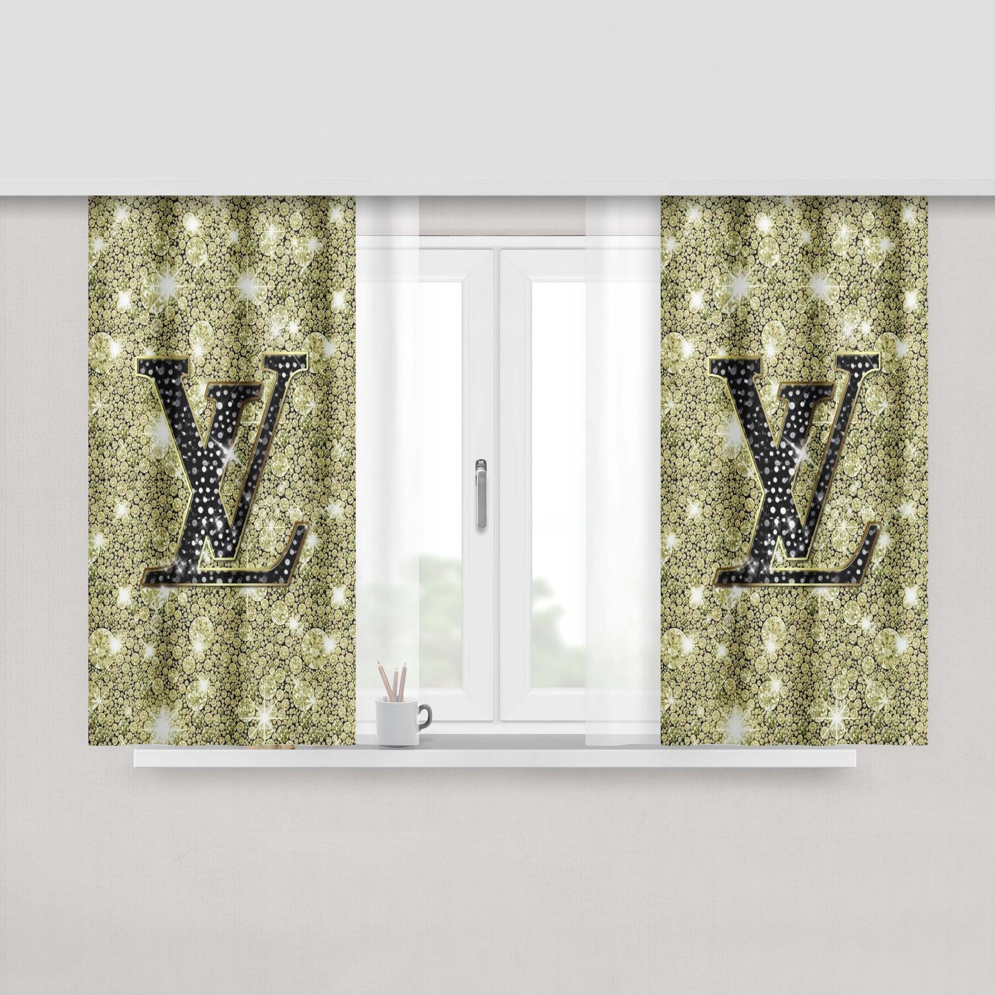 Louis Vuitton Diamond Clean Peach Skin Window Curtains