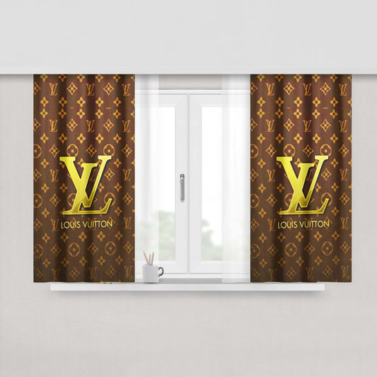 Louis Vuitton Logo Peach Skin Window Curtains