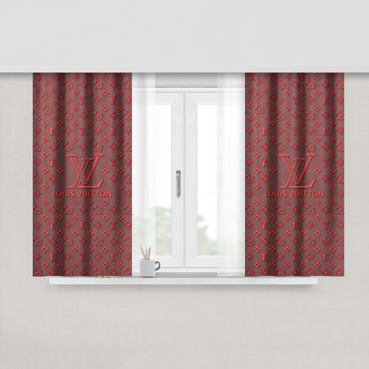 Louis Vuitton Maroon Peach Skin Window Curtains