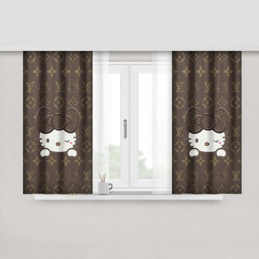 Louis Vuitton Mickey Mouse Peach Skin Window Curtains