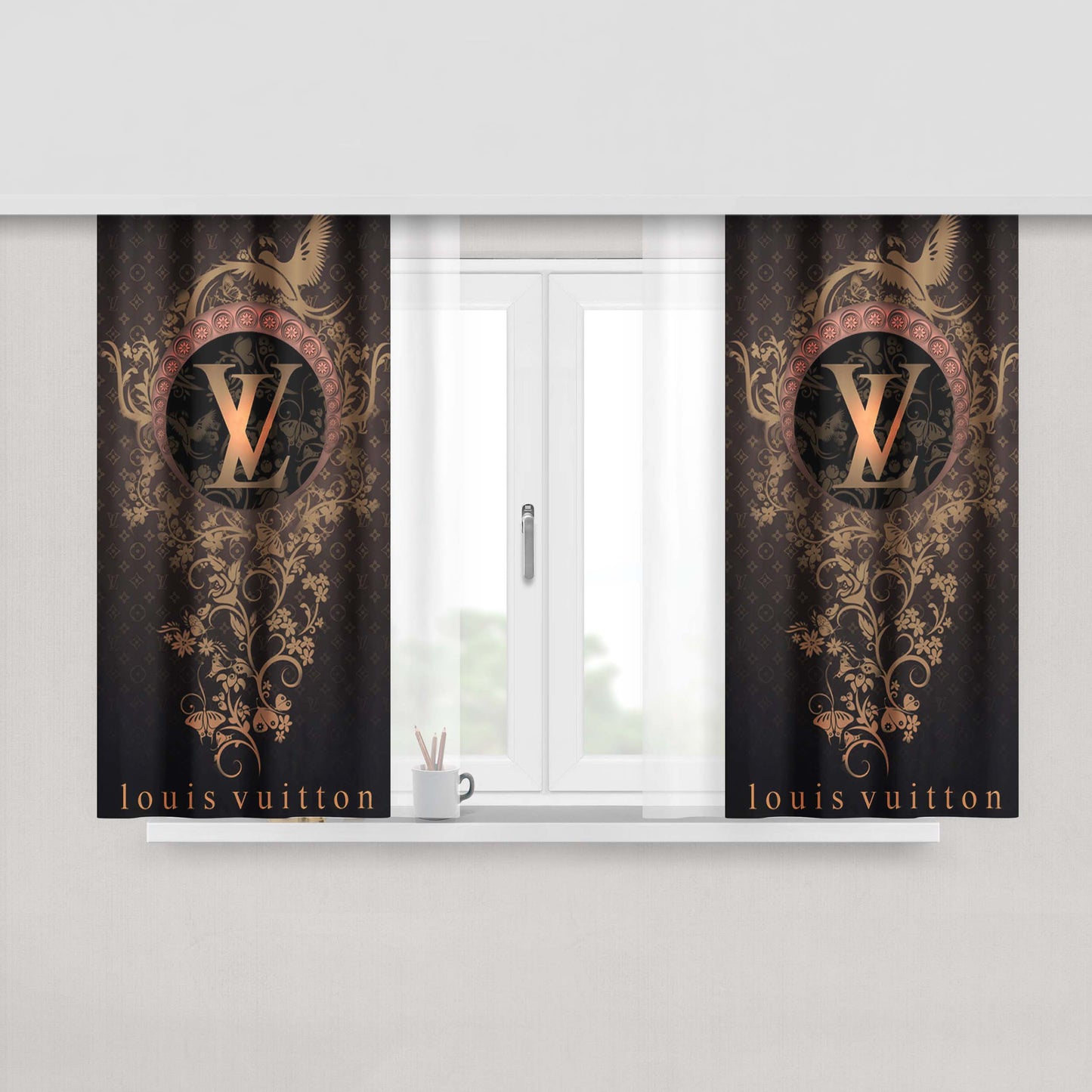Louis Vuitton Ornament Peach Skin Window Curtains