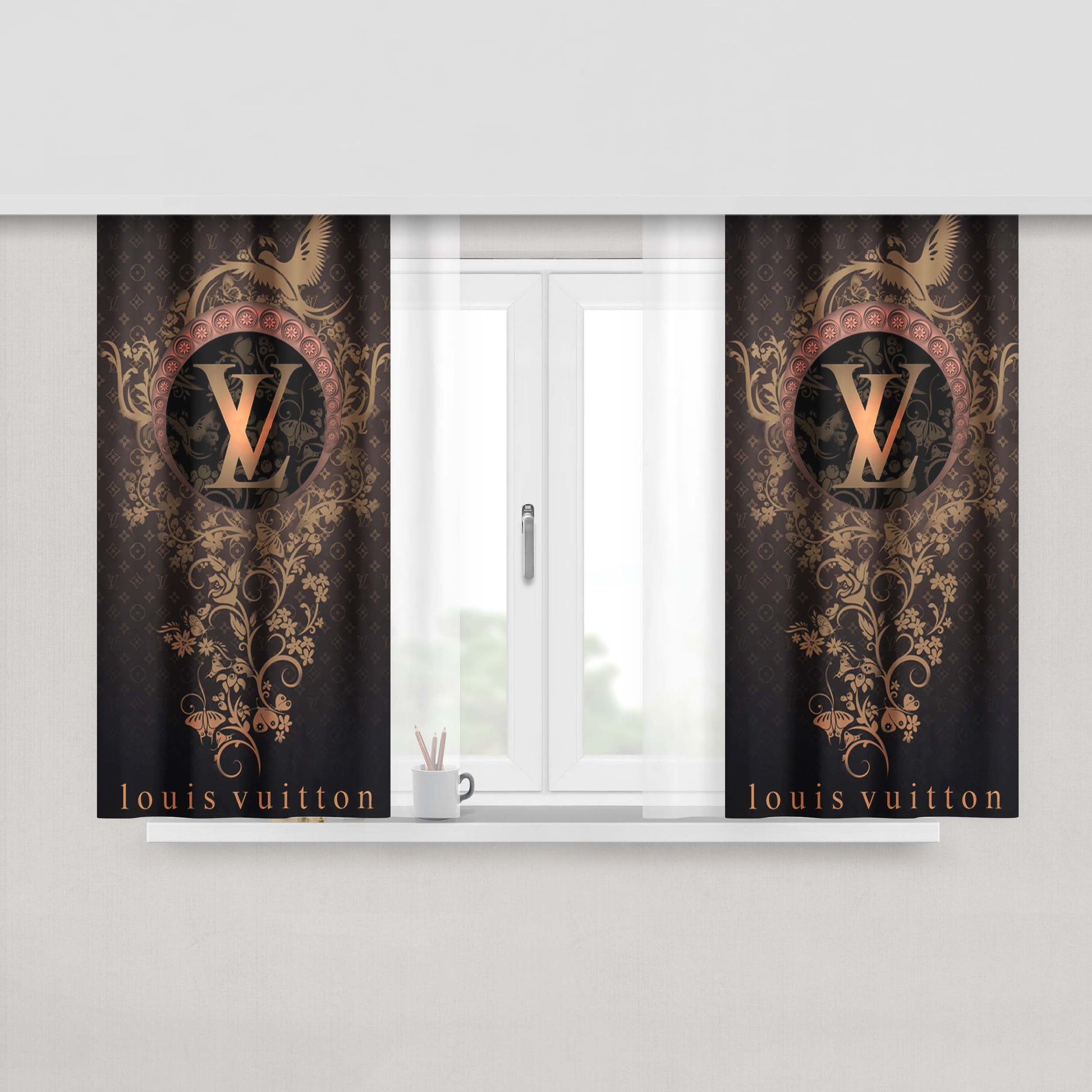 Louis Vuitton Ornament Peach Skin Window Curtains