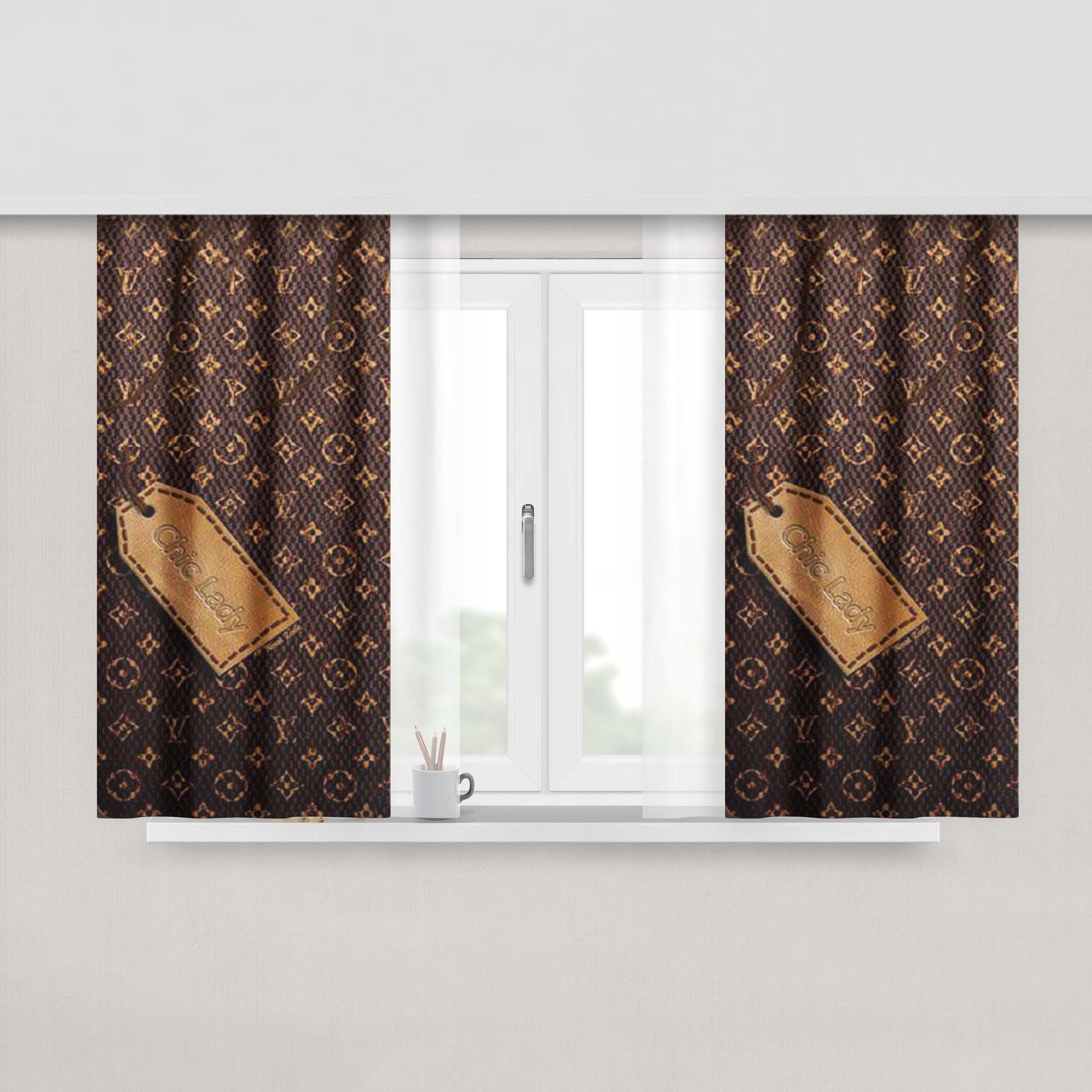 Louis Vuitton Paper Tag Peach Skin Window Curtains