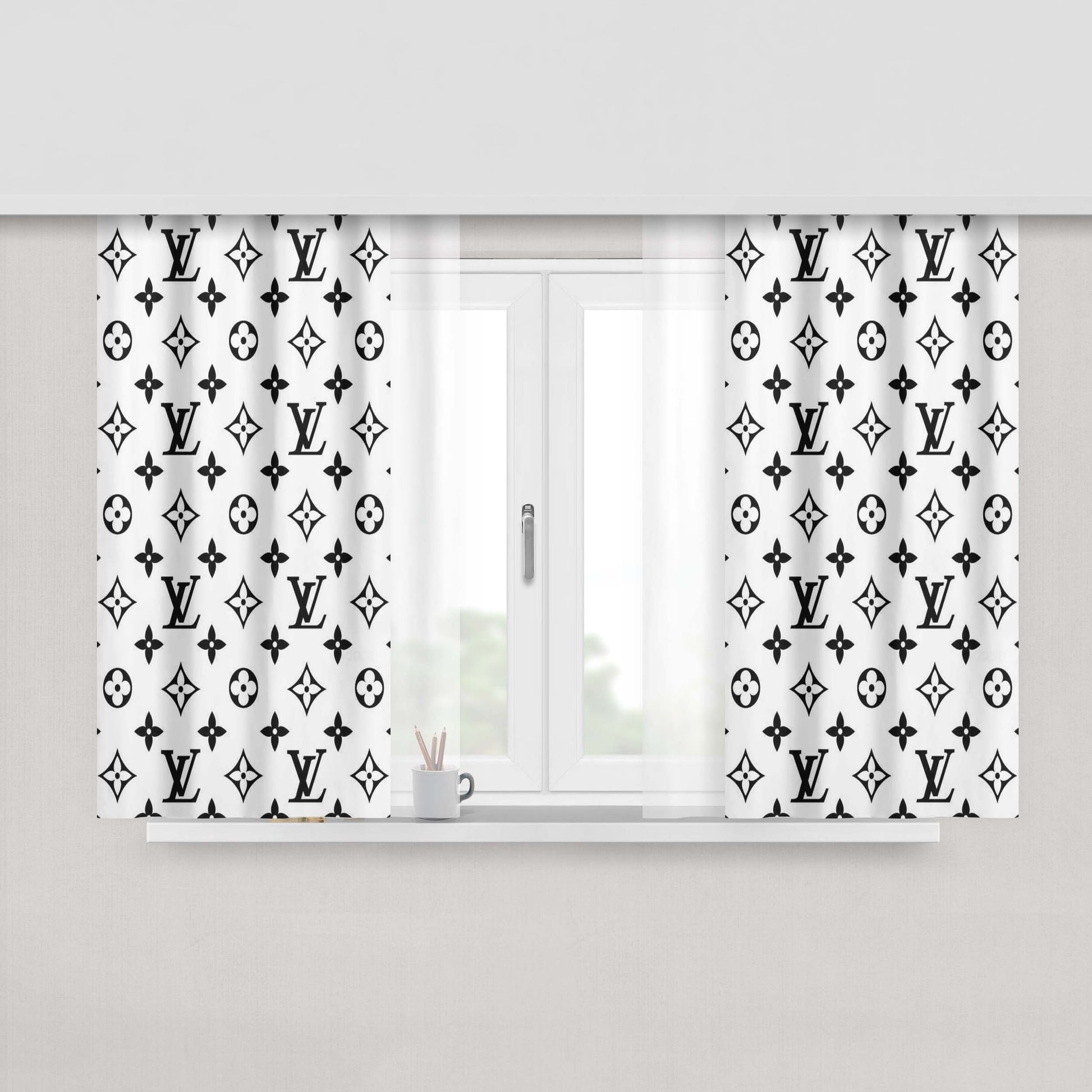 Louis Vuitton Pattern Creativ Peach Skin Window Curtains