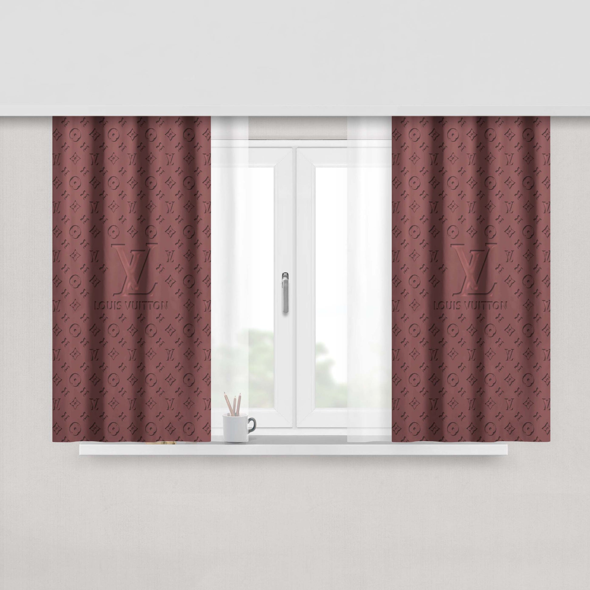 Louis Vuitton Wallpaper Red Peach Skin Window Curtains