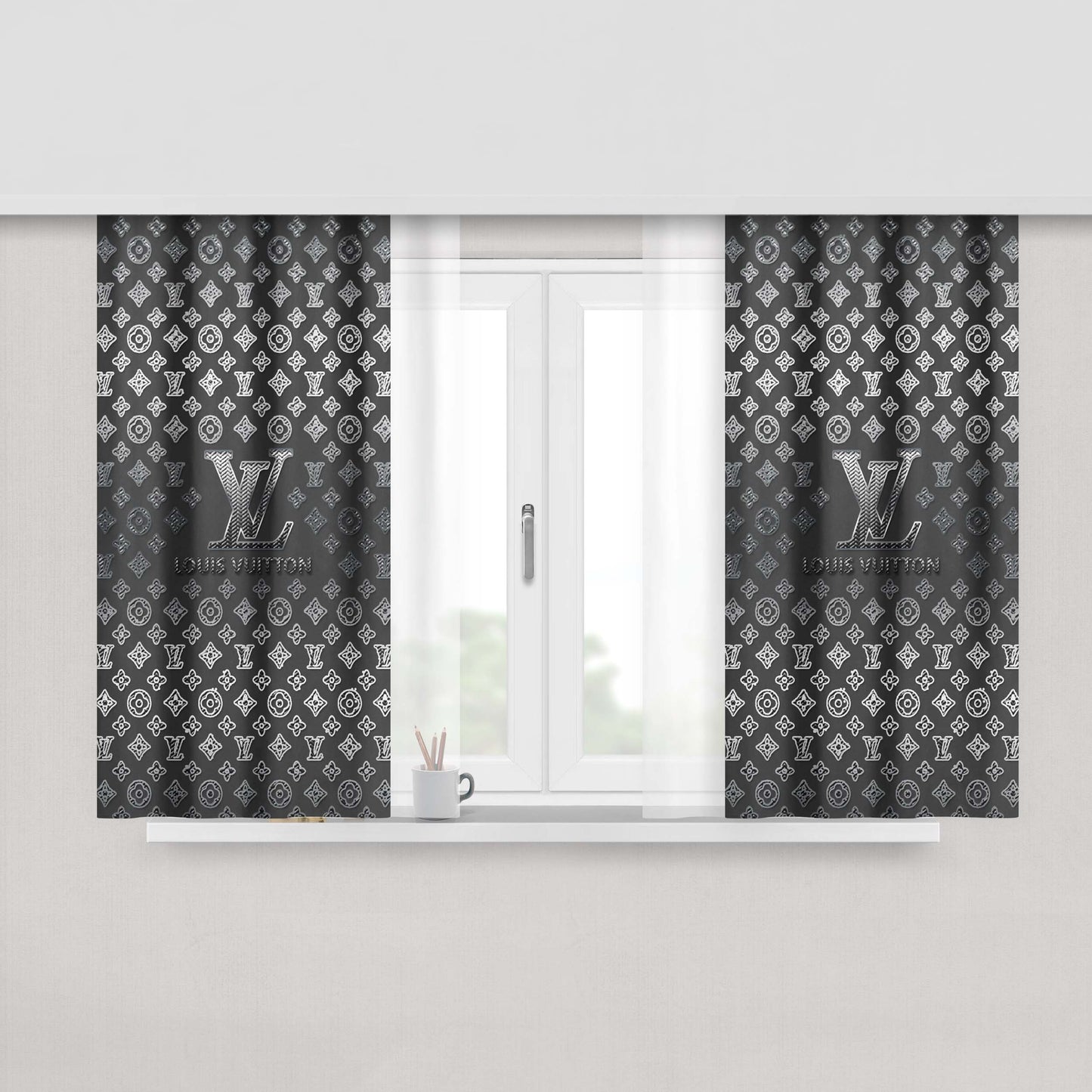 Louis Vuitton Wallpaper Peach Skin Window Curtains